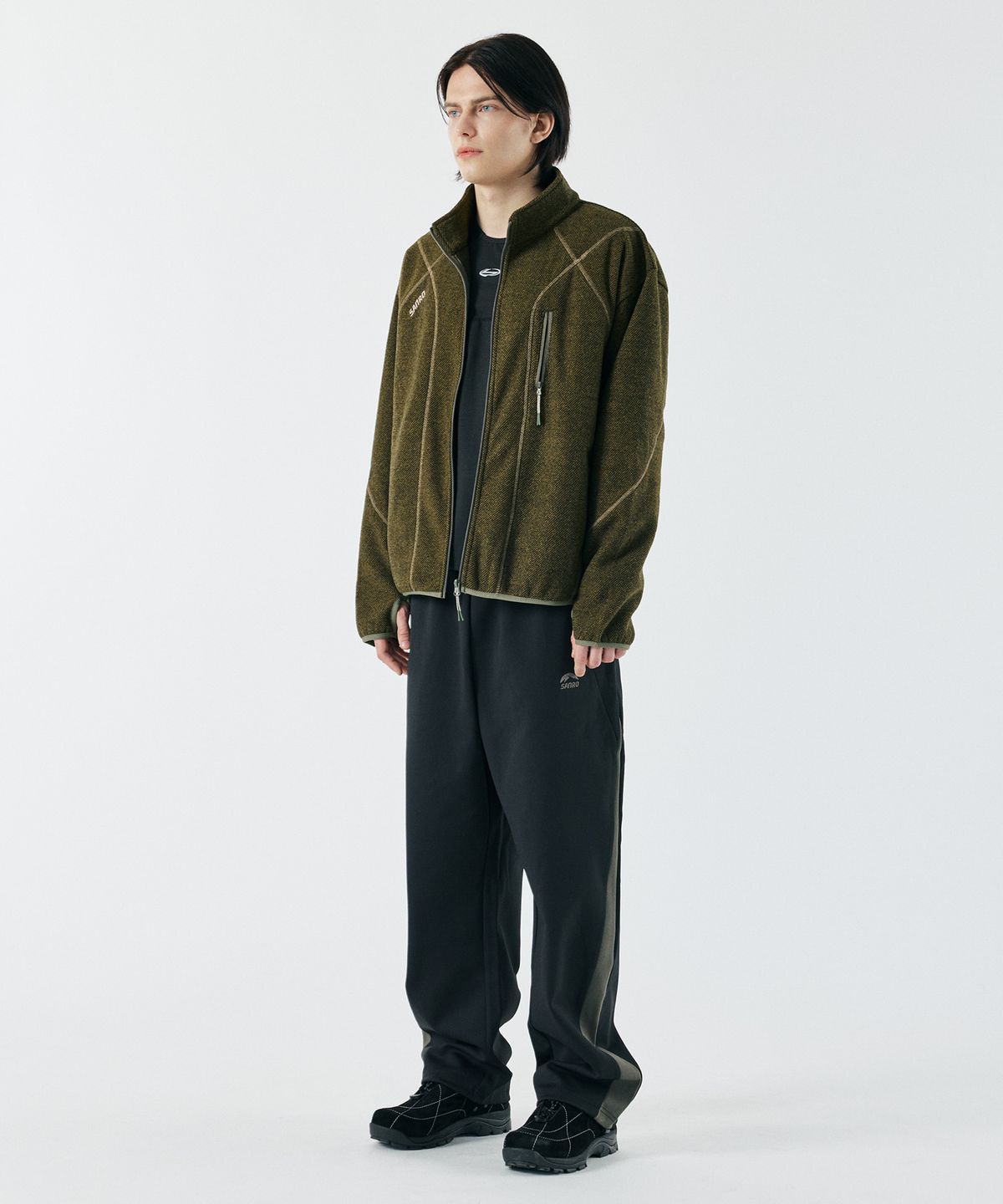 산로(SANRO) [UNISEX]스트레이트 저지 팬츠 - 블랙
