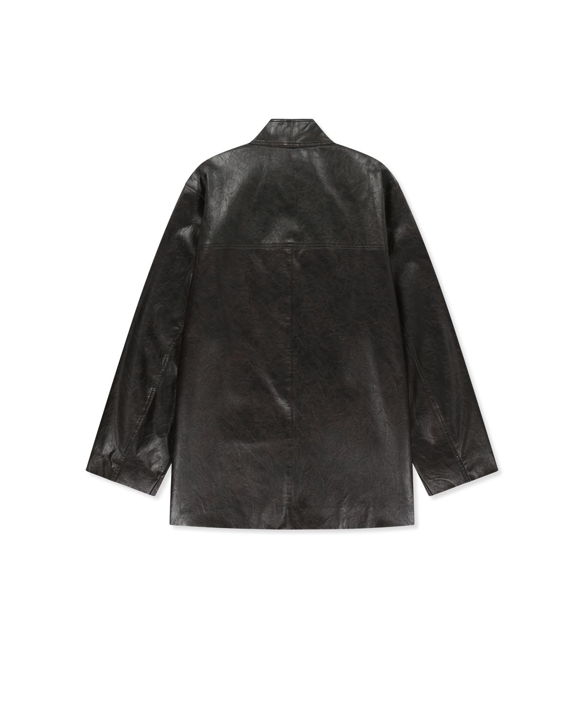 마뗑킴(MATIN KIM) FAUX LEATHER SAFARI JACKET IN BROWN