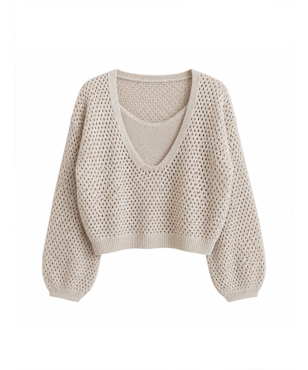 바스카라(VASCARA) [SET] Punching Layered Crop Knit + Sleeveless (4colors)