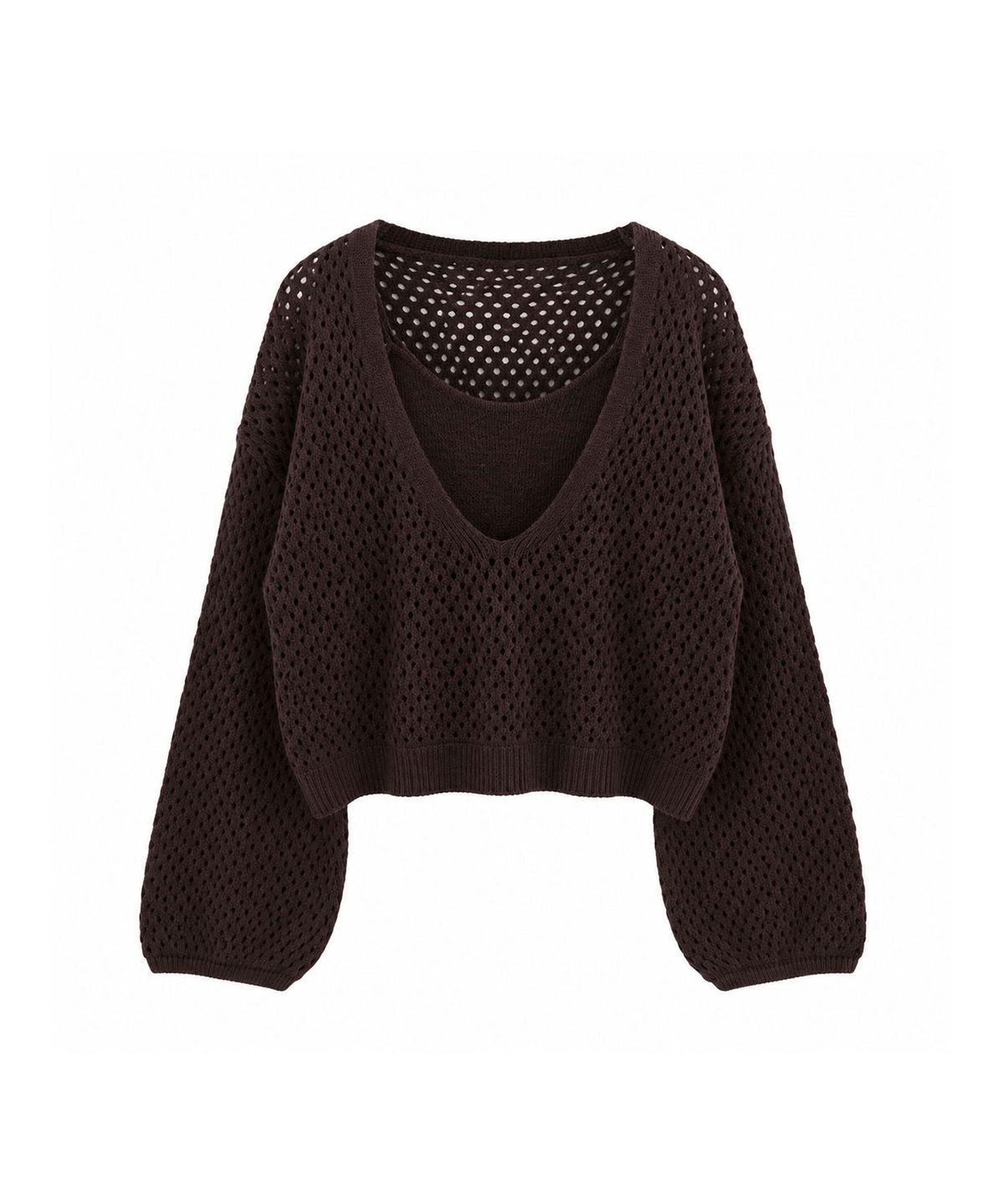 바스카라(VASCARA) [SET] Punching Layered Crop Knit + Sleeveless (4colors)