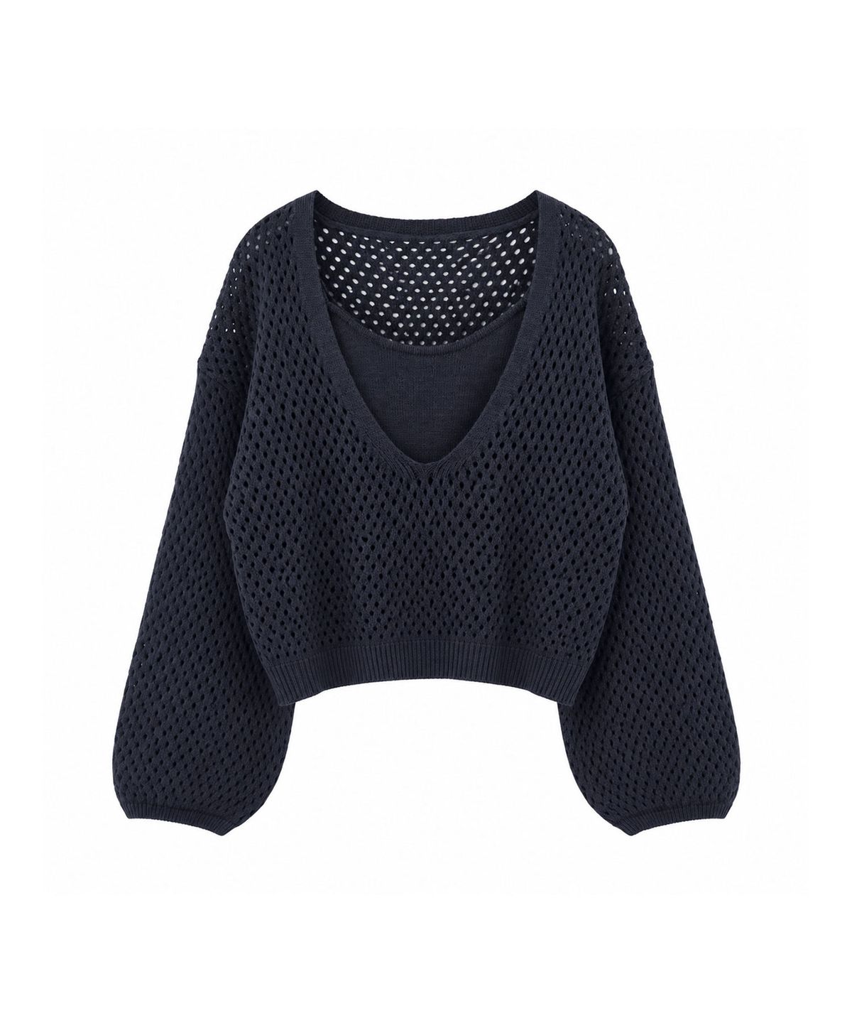 바스카라(VASCARA) [SET] Punching Layered Crop Knit + Sleeveless (4colors)