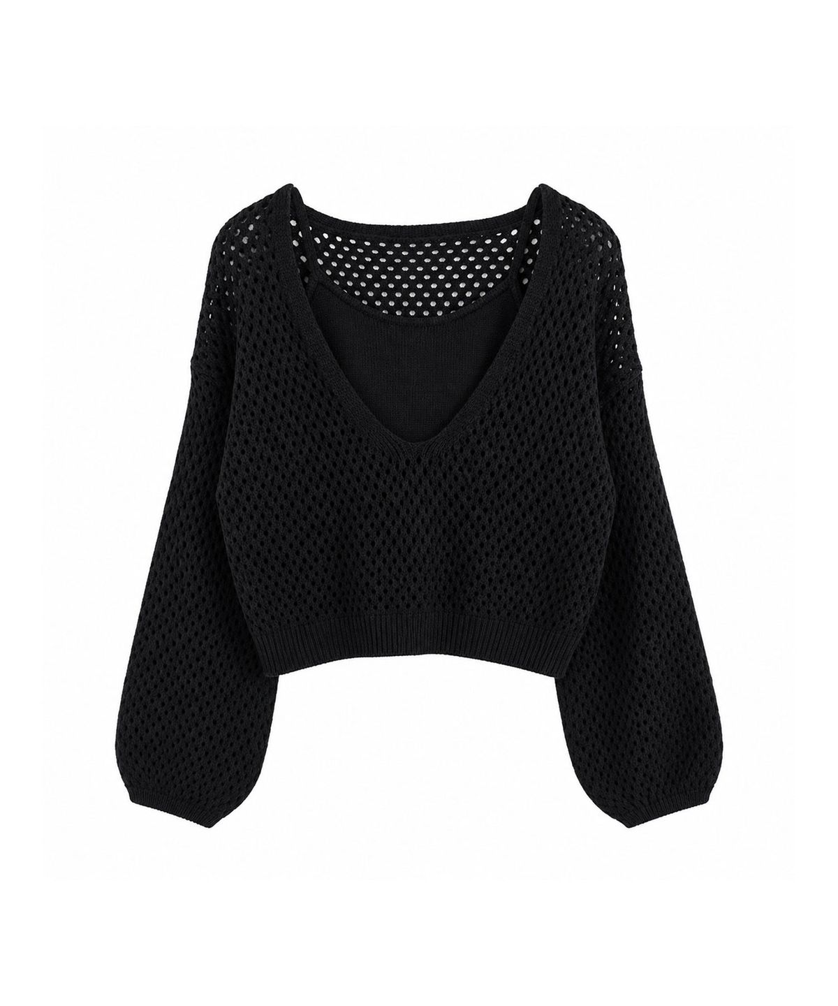 바스카라(VASCARA) [SET] Punching Layered Crop Knit + Sleeveless (4colors)