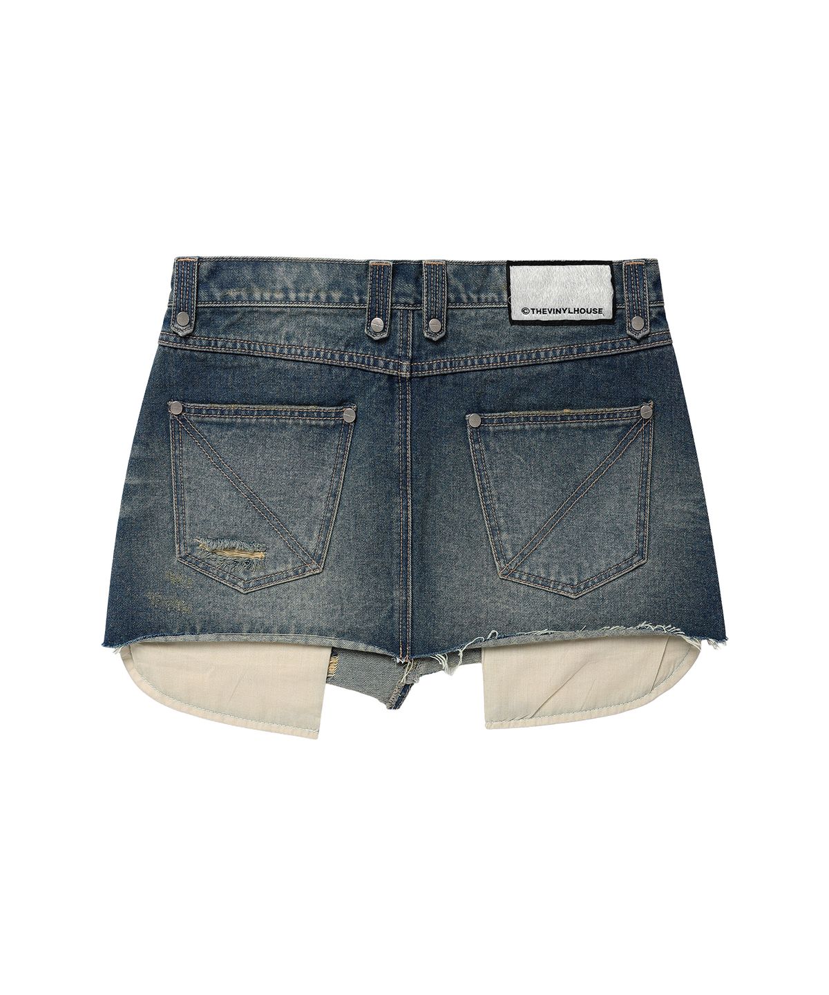 더바이닐하우스(THEVINYLHOUSE) UNBALANCE MICRO DENIM SKIRT (W) BLUE