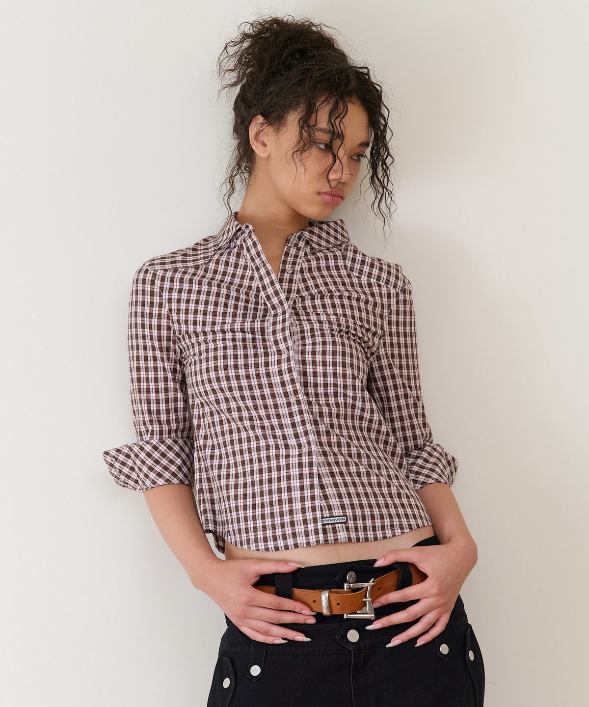 더바이닐하우스(THEVINYLHOUSE) THREE-QUARTER SLEEVE SHIRTS (W) BROWN