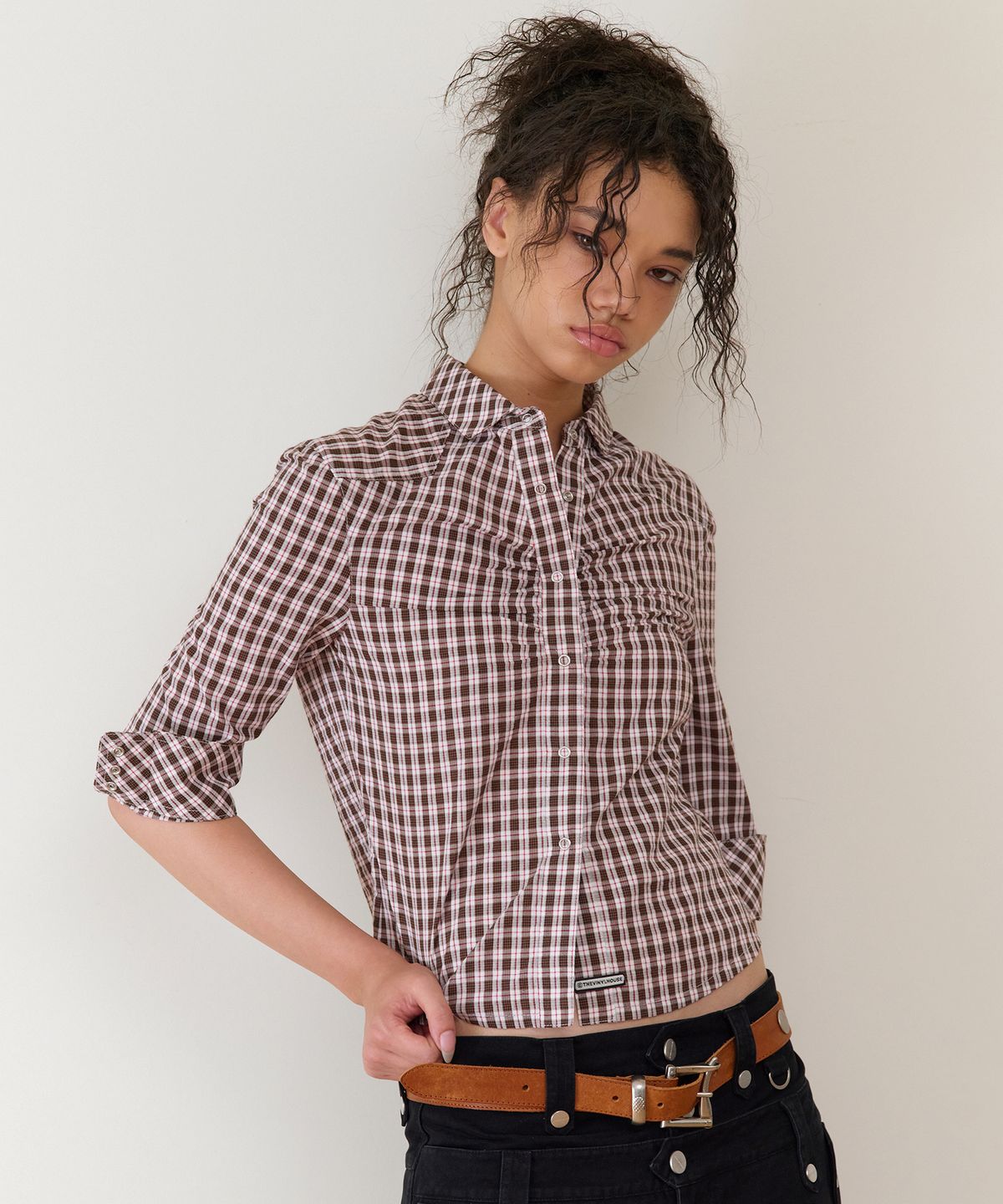 더바이닐하우스(THEVINYLHOUSE) THREE-QUARTER SLEEVE SHIRTS (W) BROWN