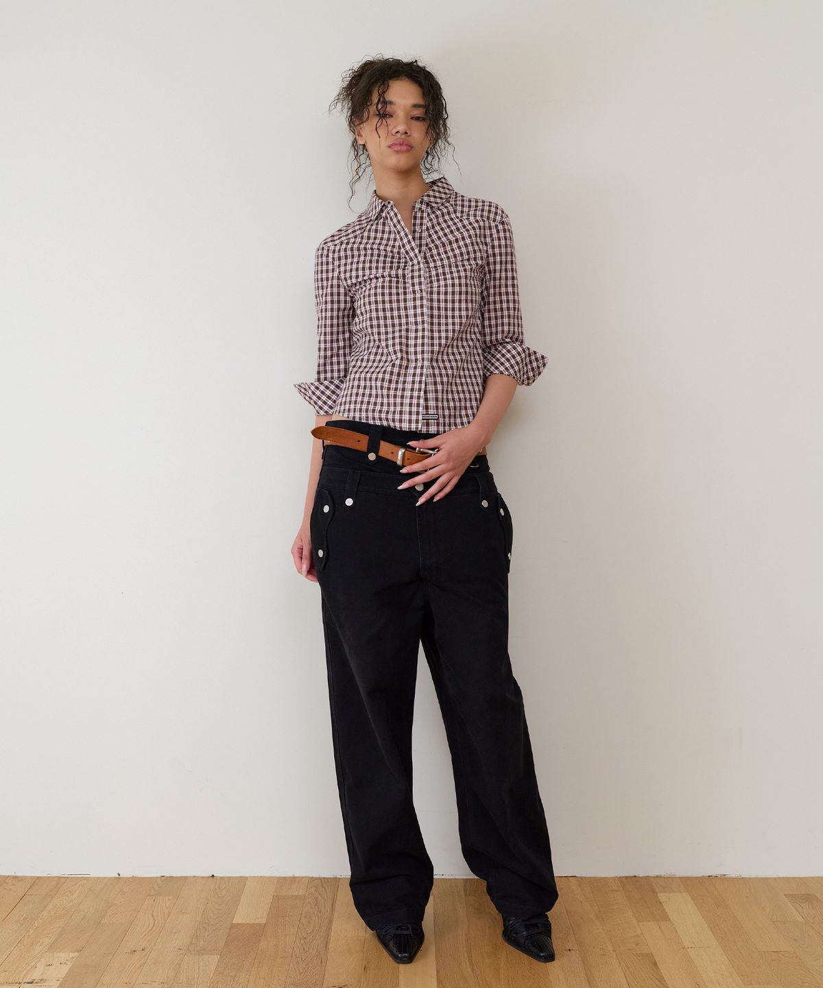 더바이닐하우스(THEVINYLHOUSE) THREE-QUARTER SLEEVE SHIRTS (W) BROWN