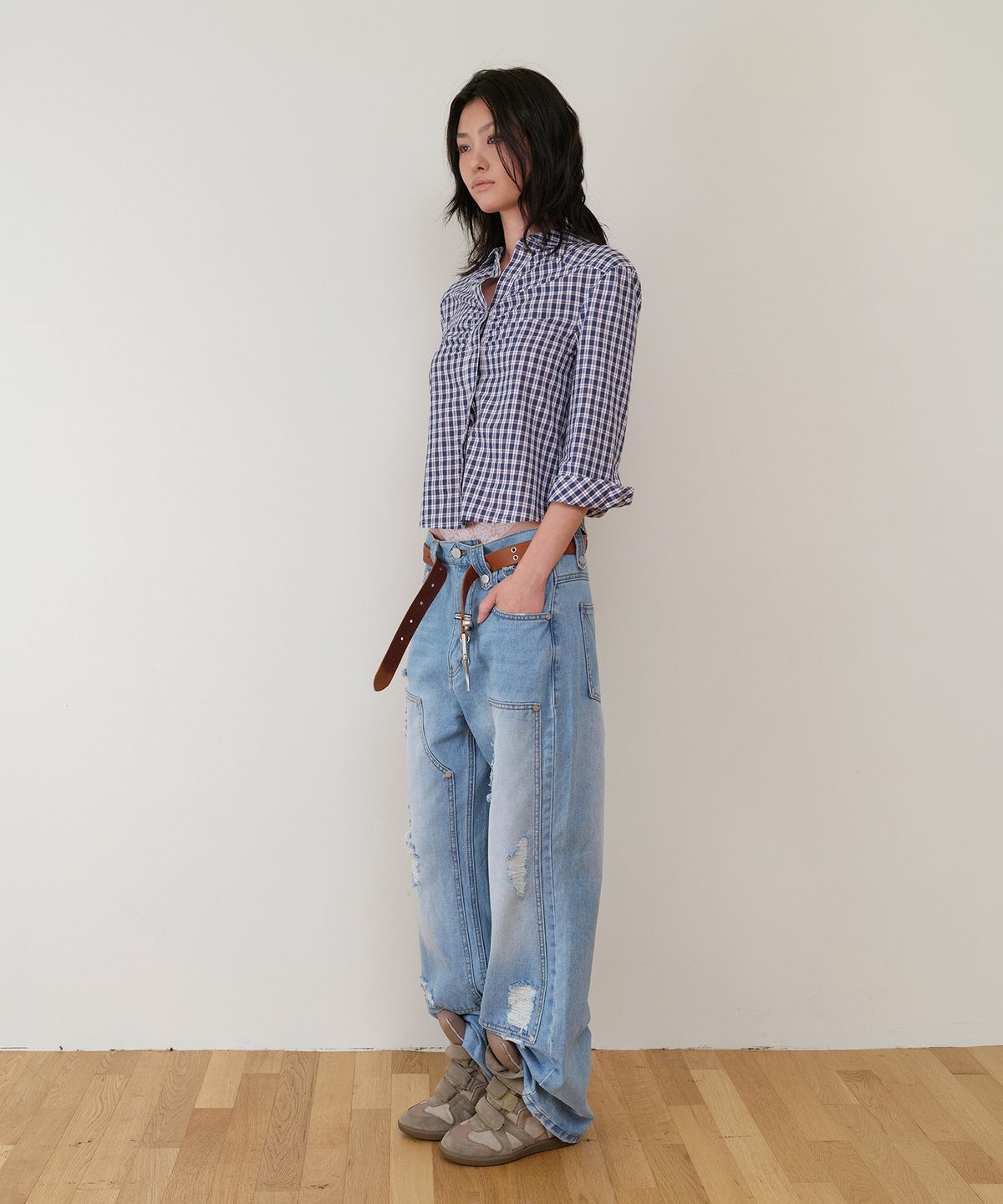 더바이닐하우스(THEVINYLHOUSE) THREE-QUARTER SLEEVE SHIRTS (W) BLUE