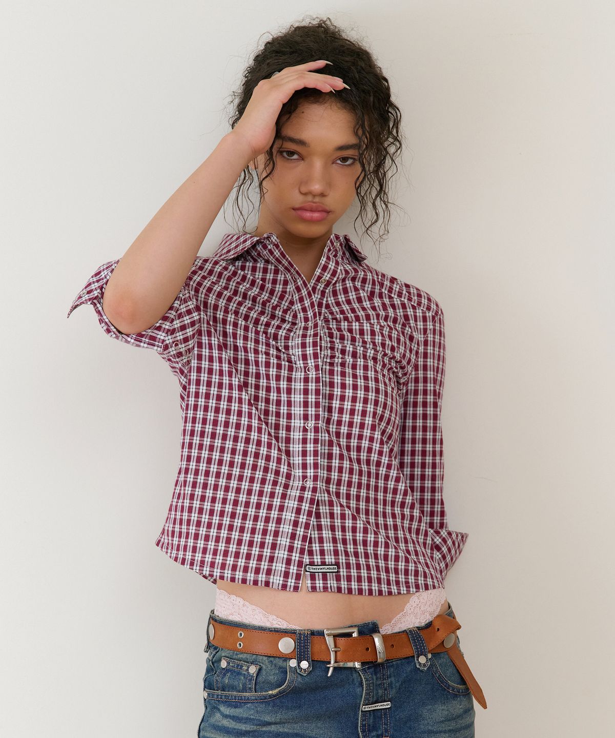 더바이닐하우스(THEVINYLHOUSE) THREE-QUARTER SLEEVE SHIRTS (W) RED