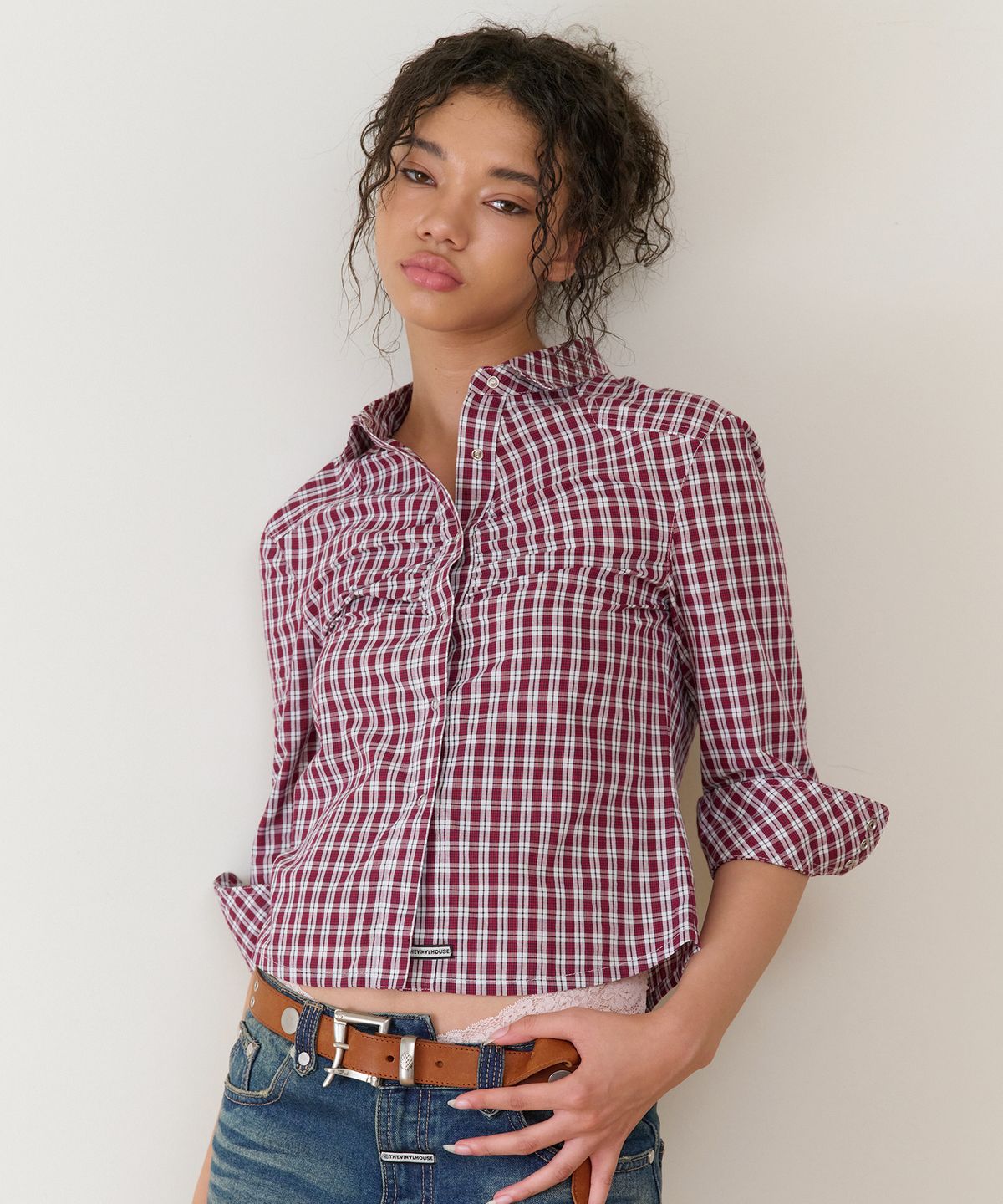 더바이닐하우스(THEVINYLHOUSE) THREE-QUARTER SLEEVE SHIRTS (W) RED