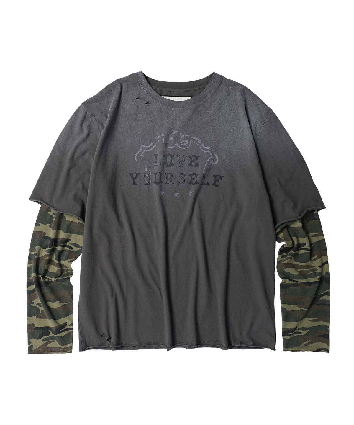 더바이닐하우스(THEVINYLHOUSE) YOURSELF LAYERED LS TEE CHARCOAL