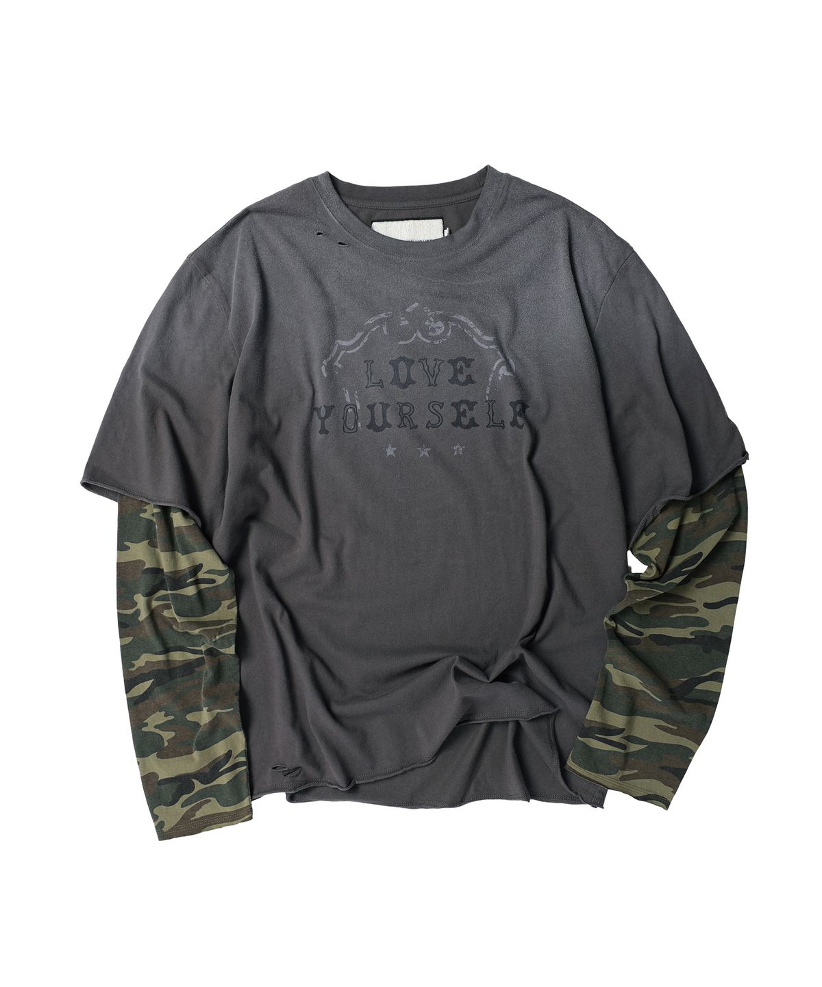 더바이닐하우스(THEVINYLHOUSE) YOURSELF LAYERED LS TEE CHARCOAL