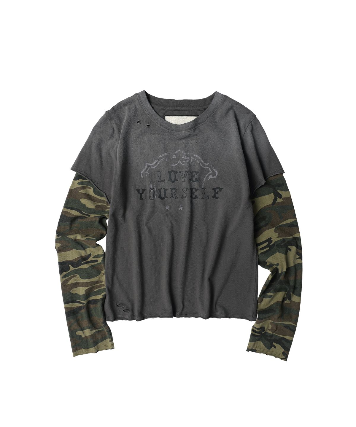 더바이닐하우스(THEVINYLHOUSE) YOURSELF LAYERED LS TEE CHARCOAL