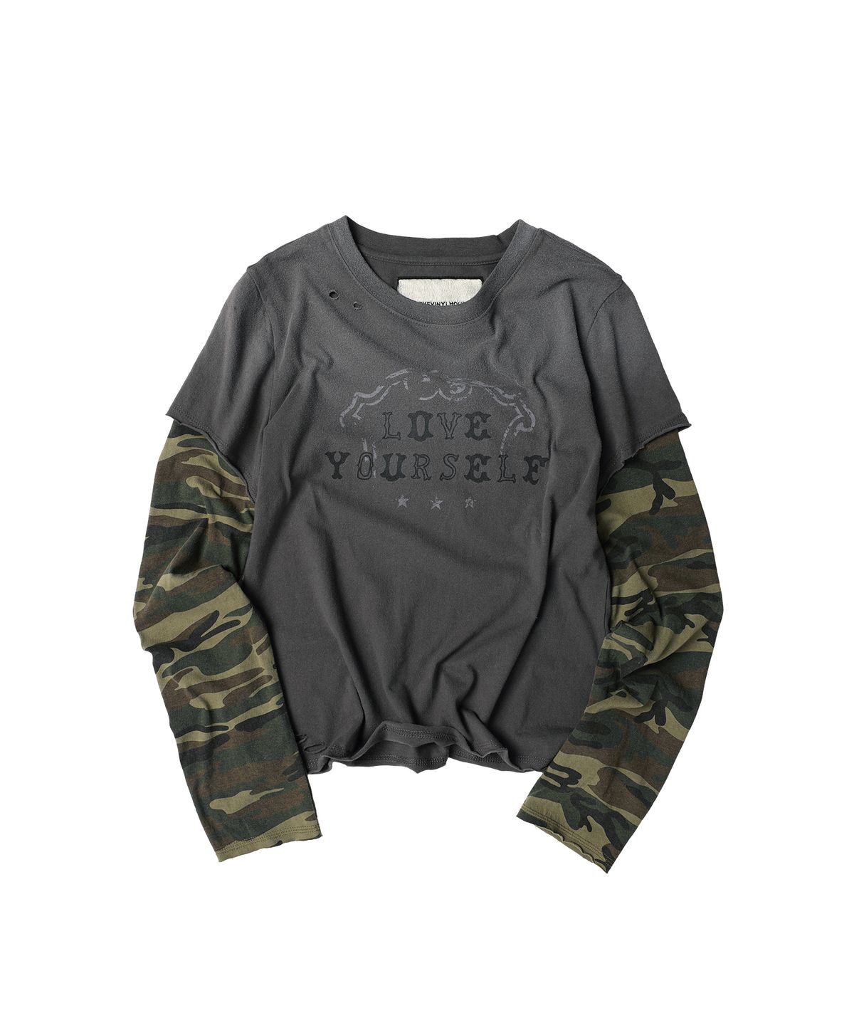 더바이닐하우스(THEVINYLHOUSE) YOURSELF LAYERED LS TEE CHARCOAL