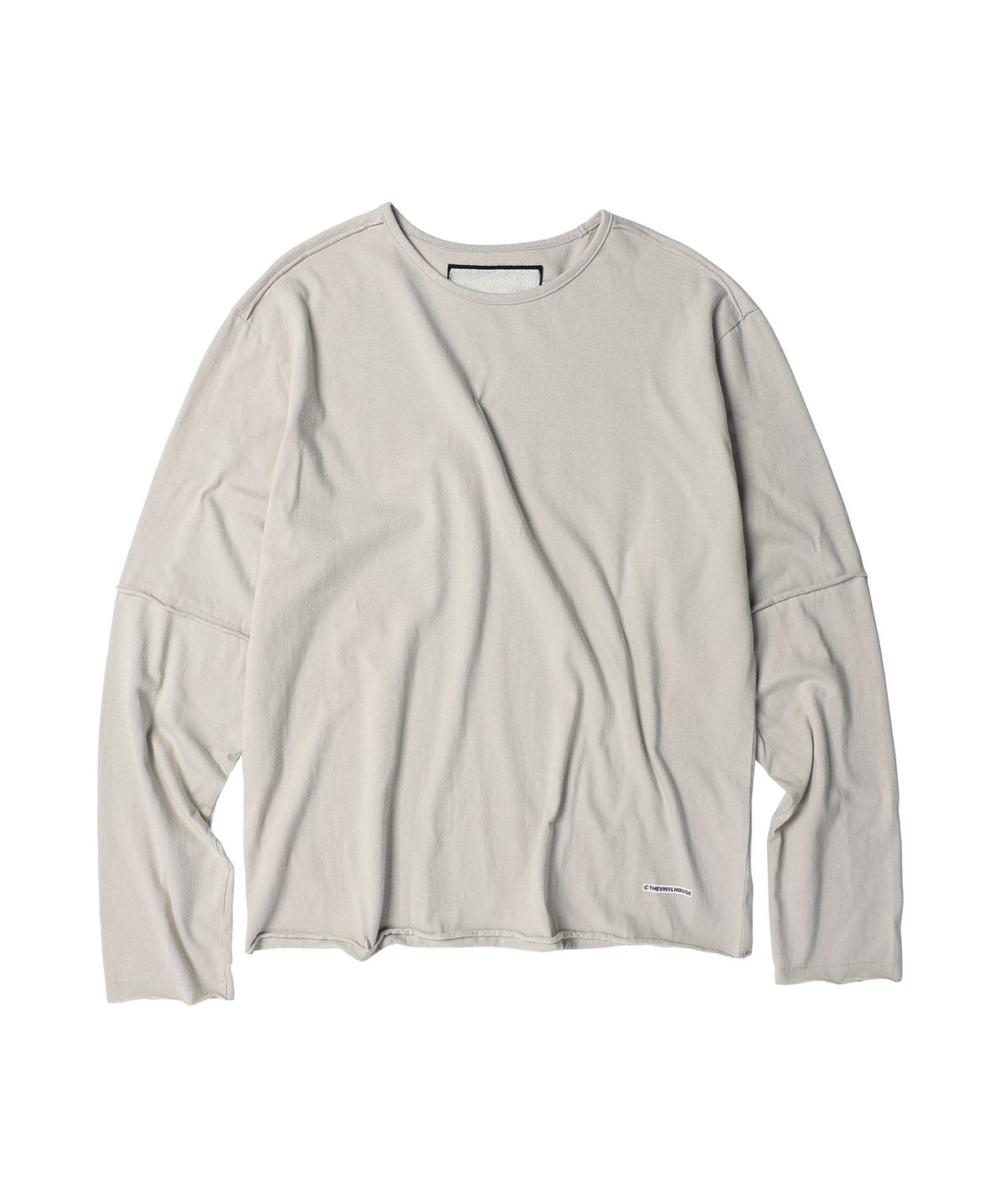더바이닐하우스(THEVINYLHOUSE) CUT-OFF LAYERED LS TEE BEIGE
