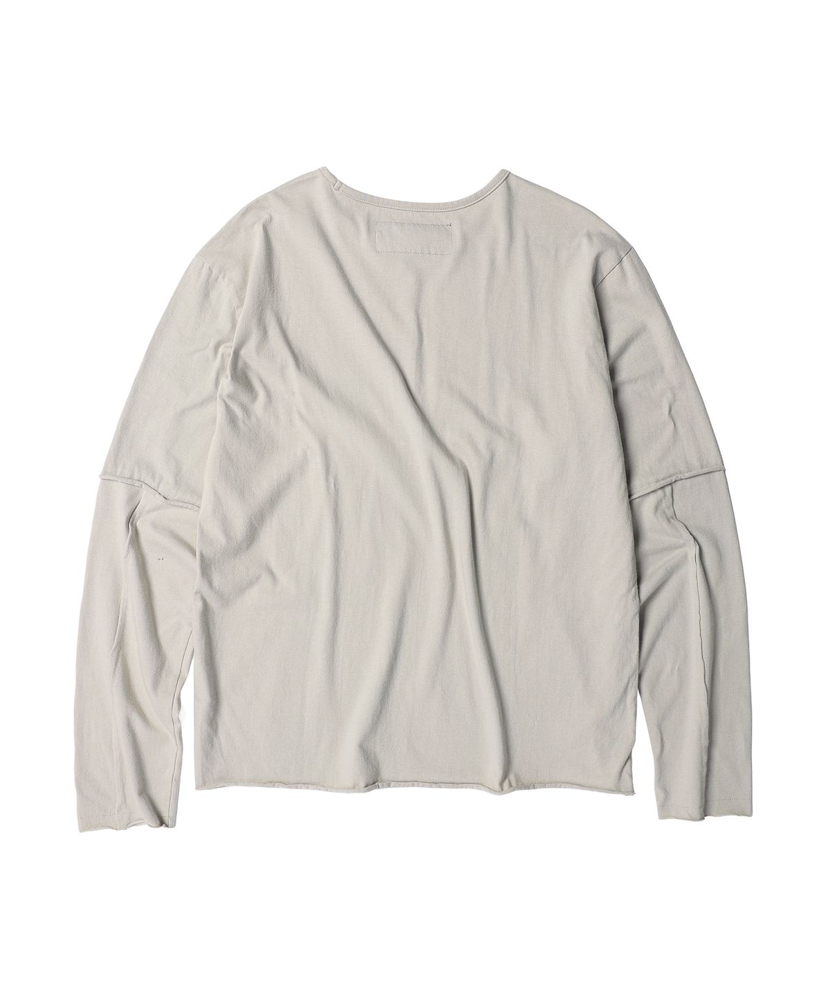더바이닐하우스(THEVINYLHOUSE) CUT-OFF LAYERED LS TEE BEIGE