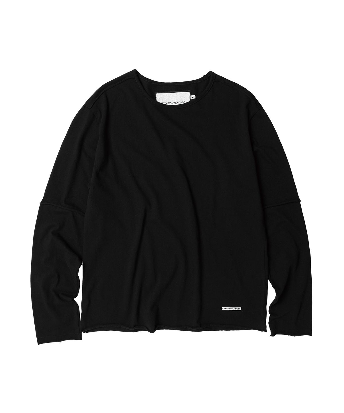 더바이닐하우스(THEVINYLHOUSE) CUT-OFF LAYERED LS TEE BLACK