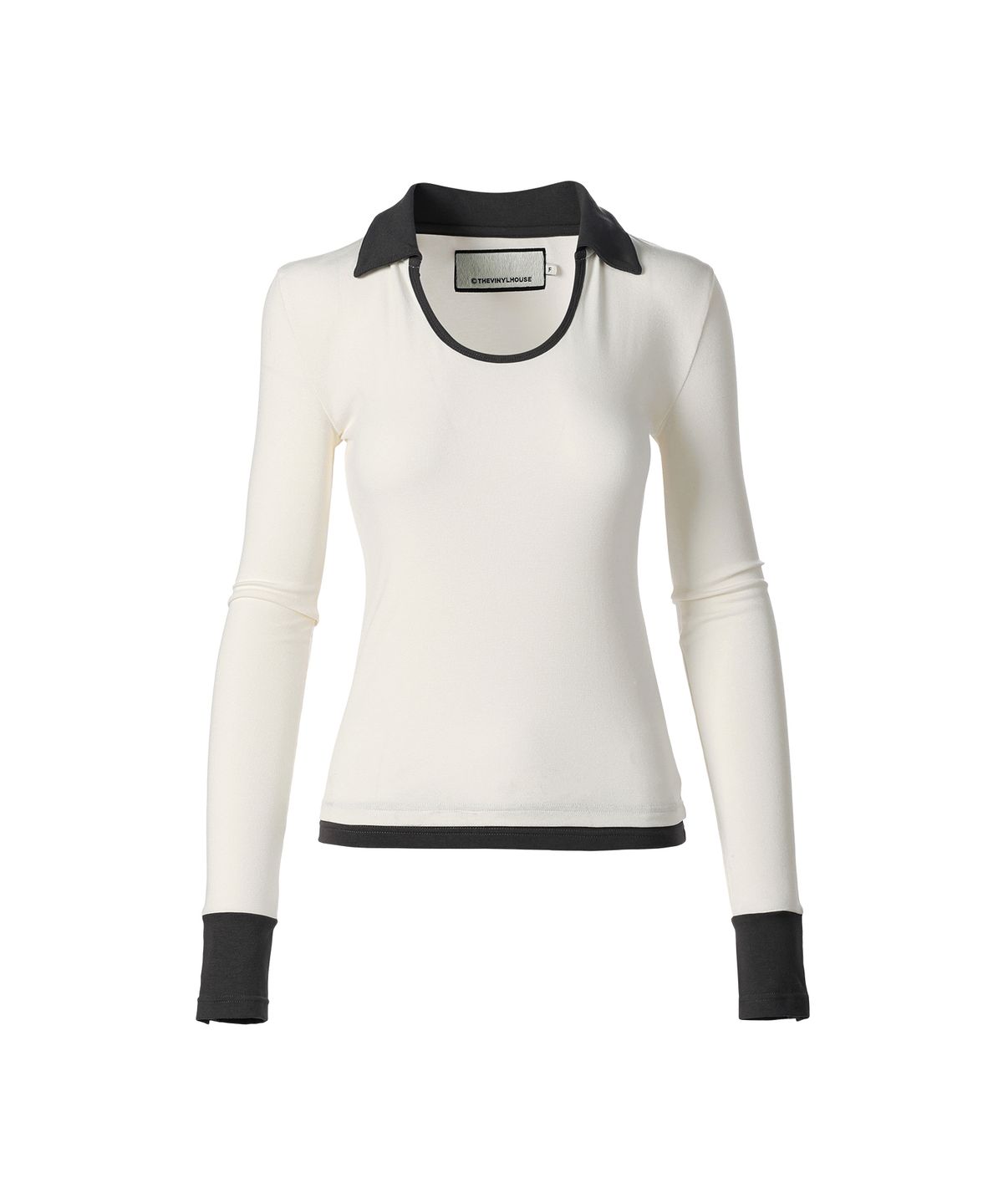 더바이닐하우스(THEVINYLHOUSE) U NECK COLLAR SLIM LS TEE(W) IVORY