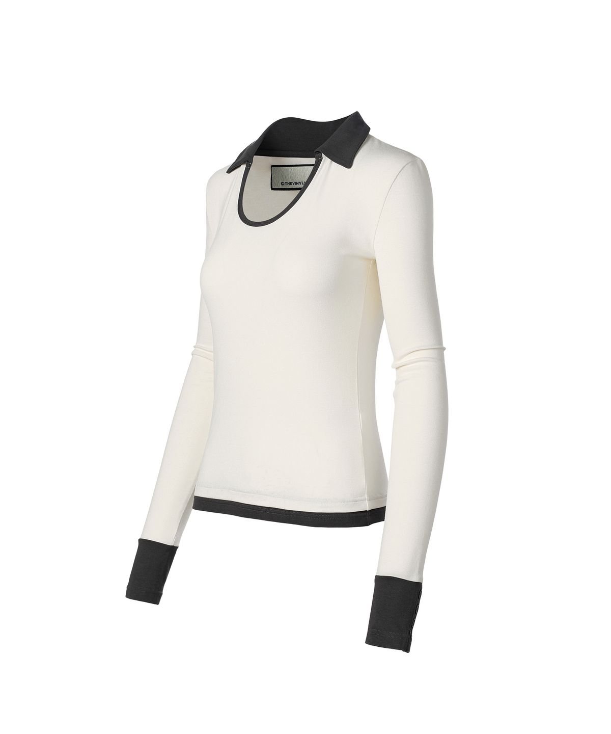 더바이닐하우스(THEVINYLHOUSE) U NECK COLLAR SLIM LS TEE(W) IVORY