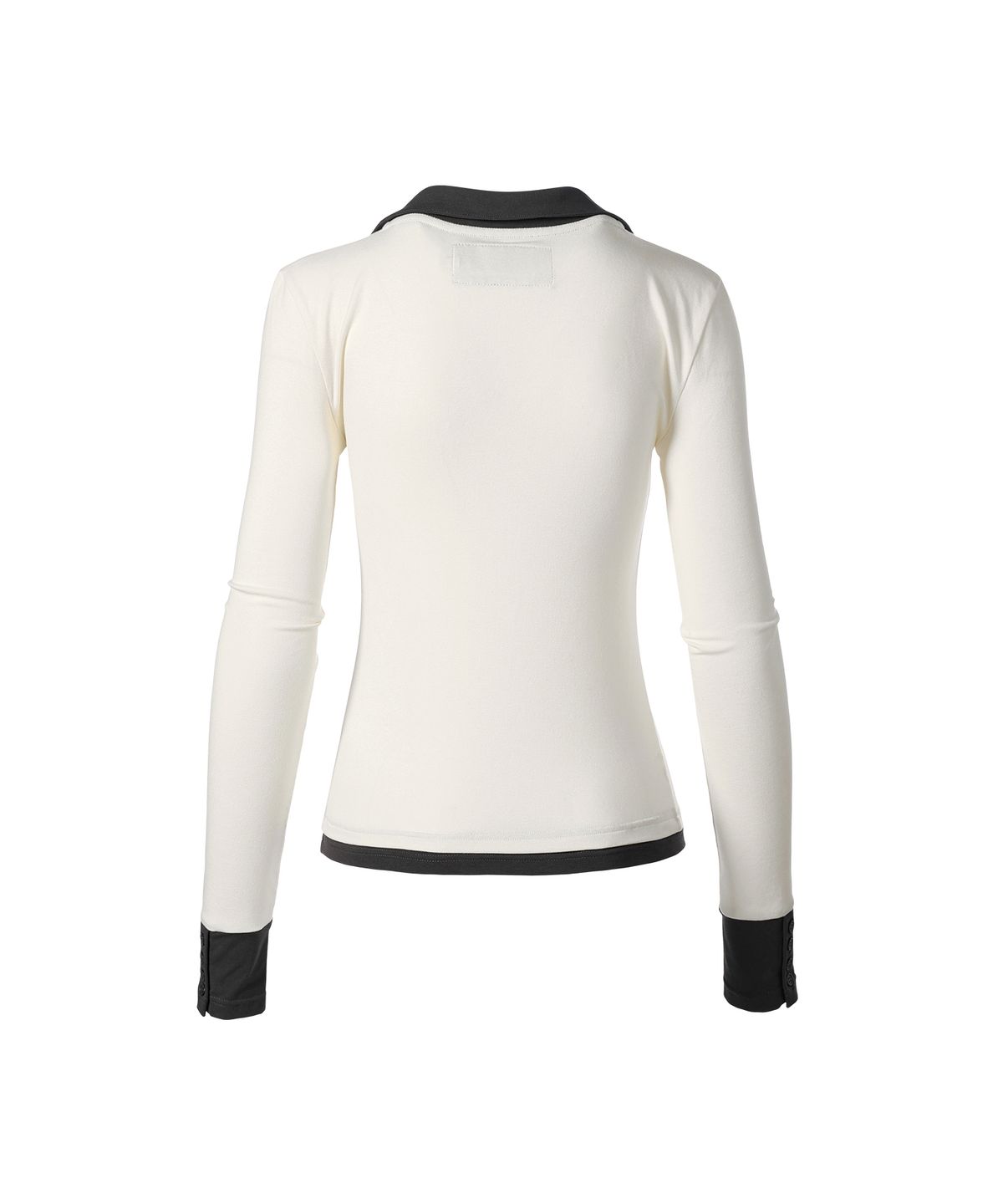 더바이닐하우스(THEVINYLHOUSE) U NECK COLLAR SLIM LS TEE(W) IVORY