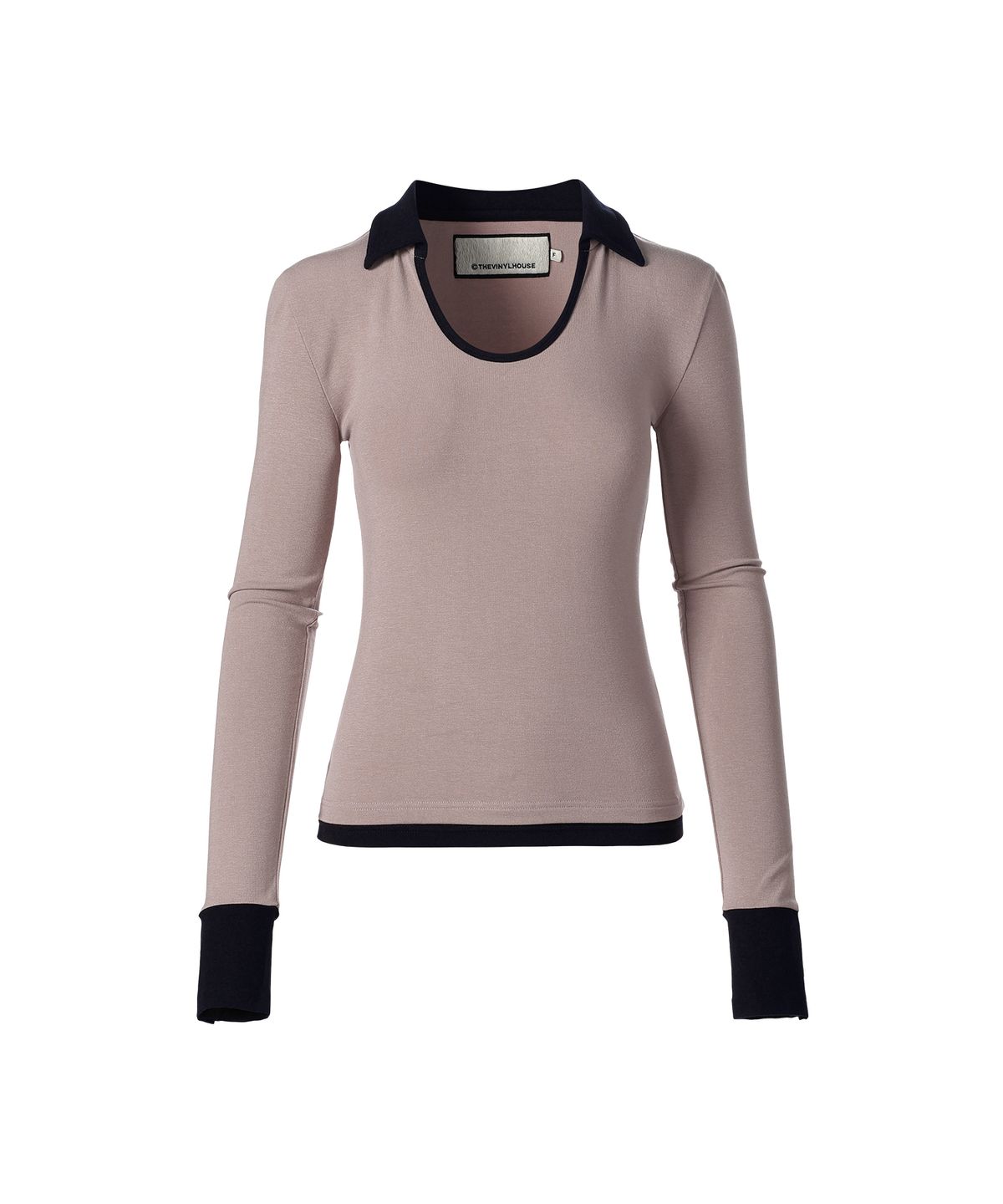 더바이닐하우스(THEVINYLHOUSE) U NECK COLLAR SLIM LS TEE(W) LIGHT PURPLE