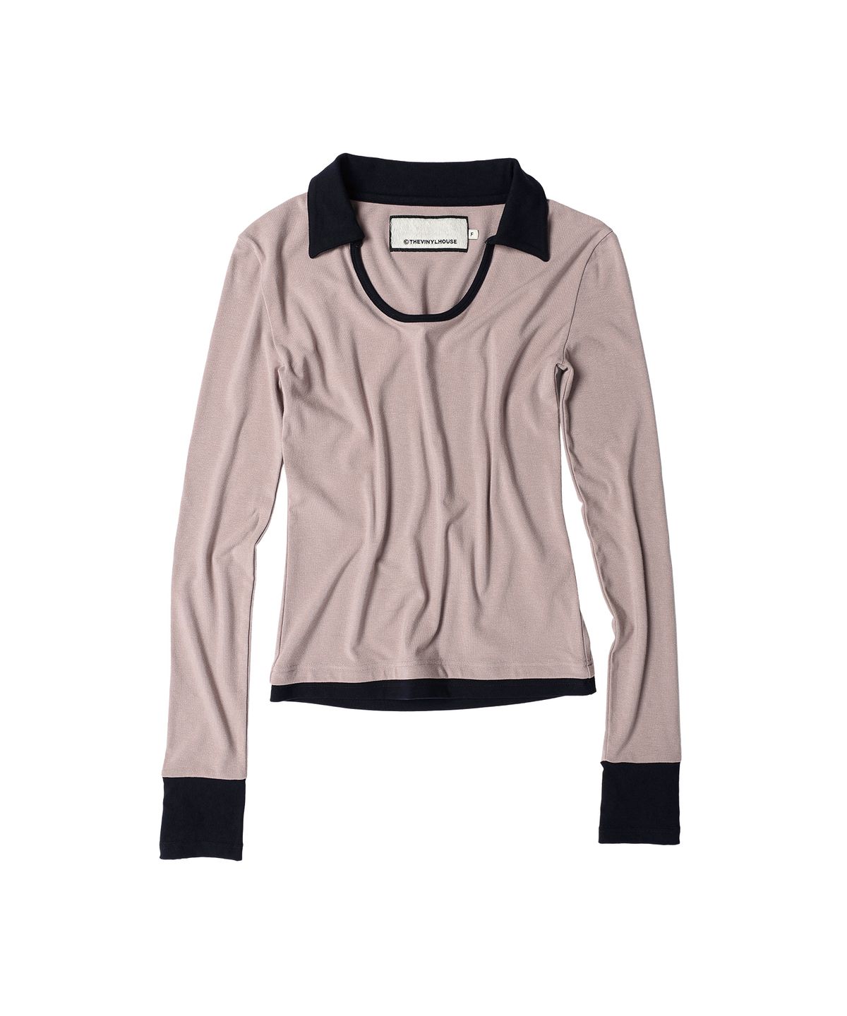 더바이닐하우스(THEVINYLHOUSE) U NECK COLLAR SLIM LS TEE(W) LIGHT PURPLE