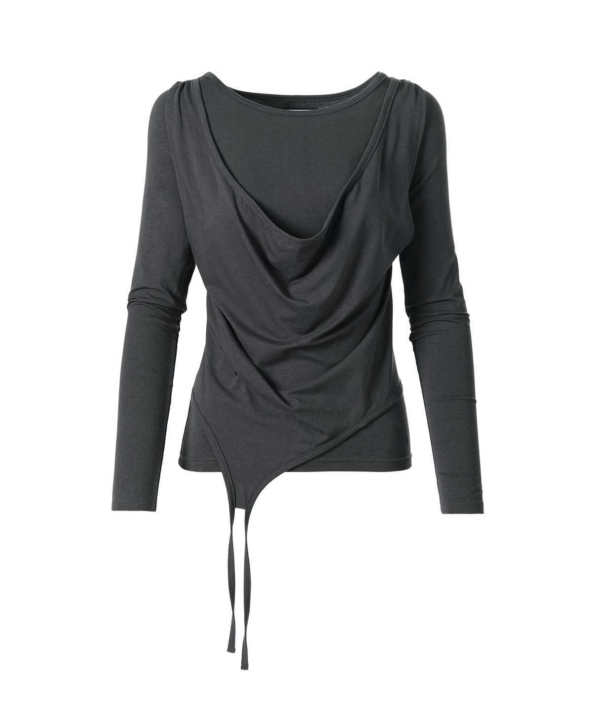 더바이닐하우스(THEVINYLHOUSE) DRAPED LAYERED LS TEE(W) CHARCOAL