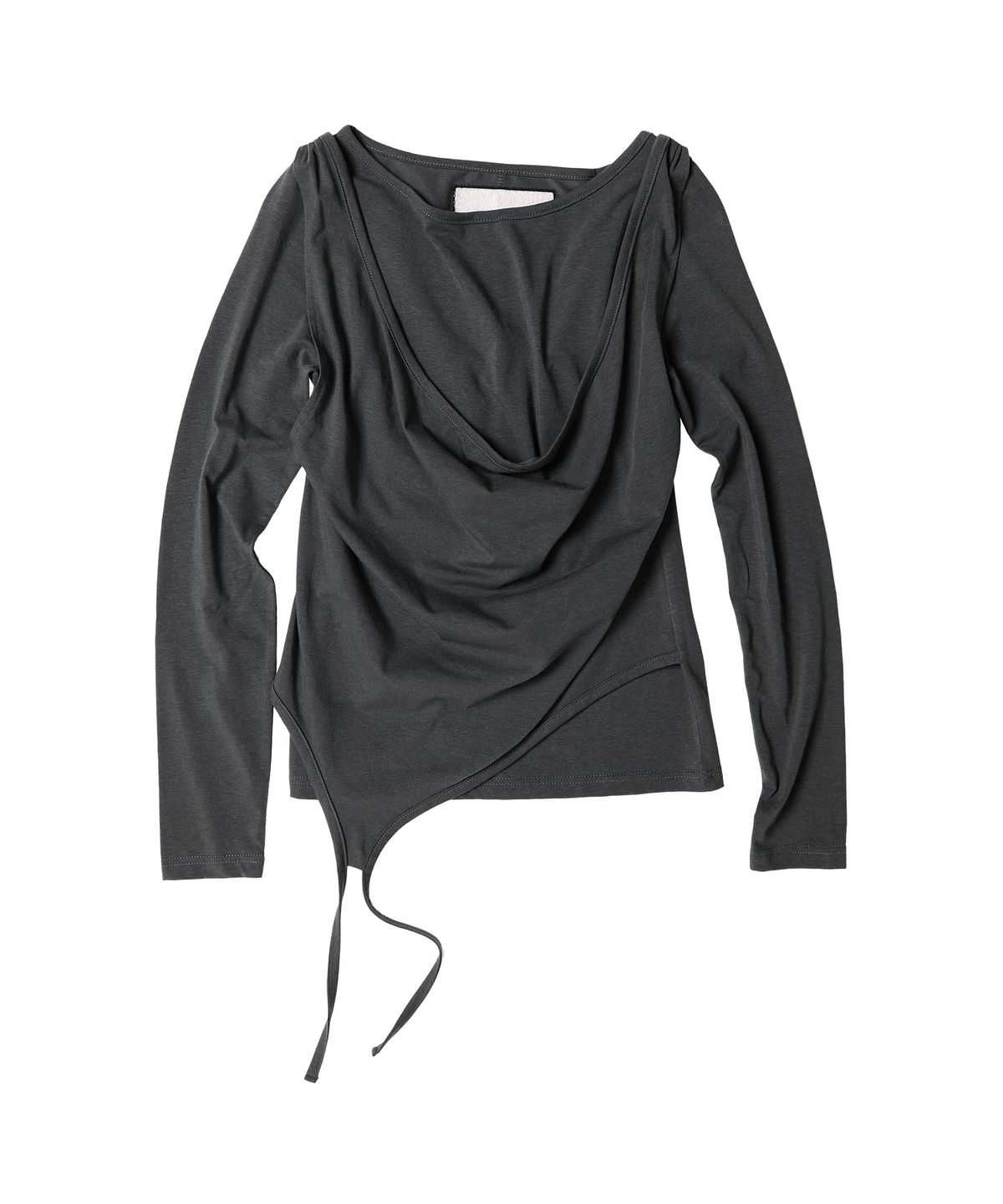 더바이닐하우스(THEVINYLHOUSE) DRAPED LAYERED LS TEE(W) CHARCOAL