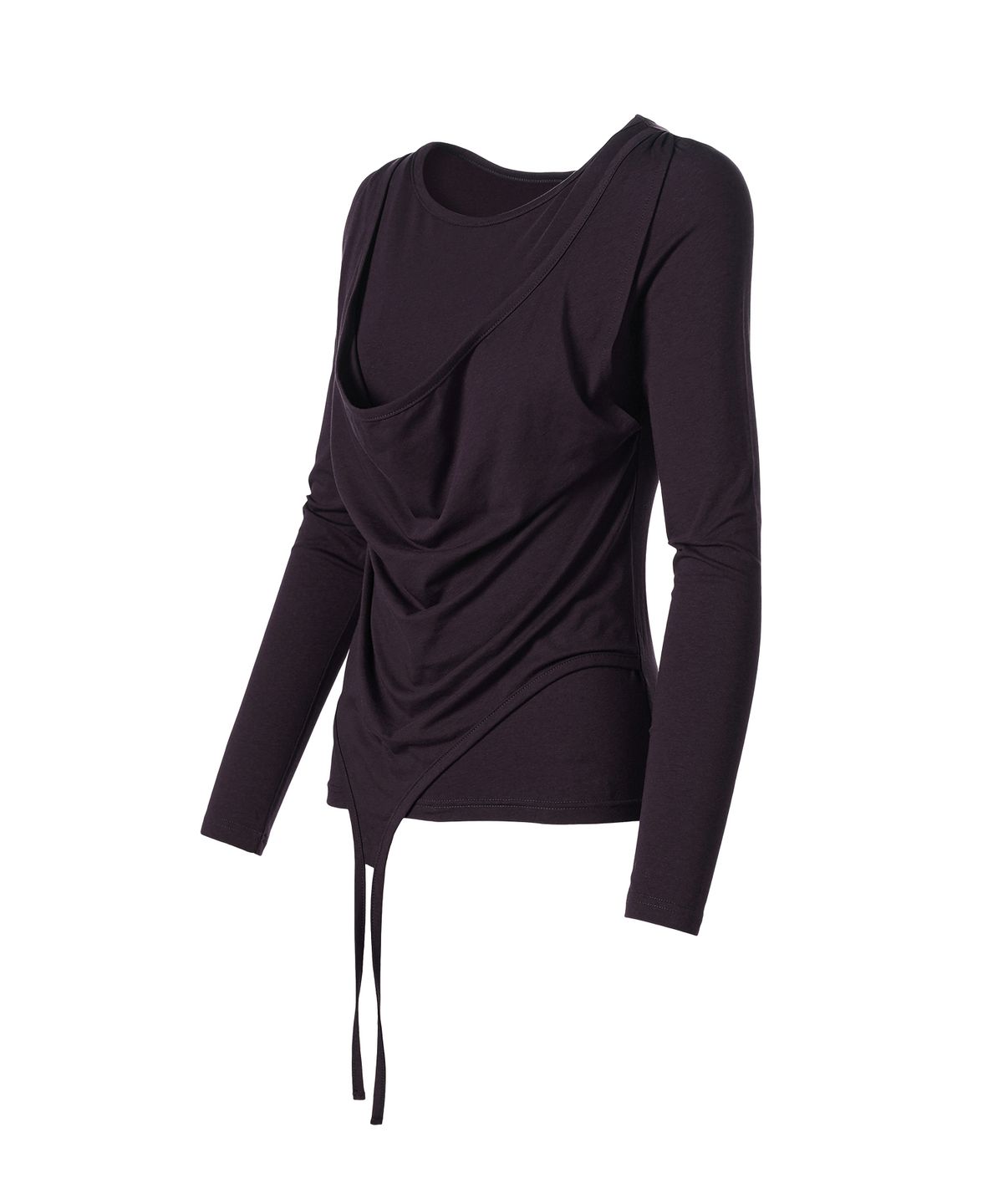 더바이닐하우스(THEVINYLHOUSE) DRAPED LAYERED LS TEE(W) PURPLE