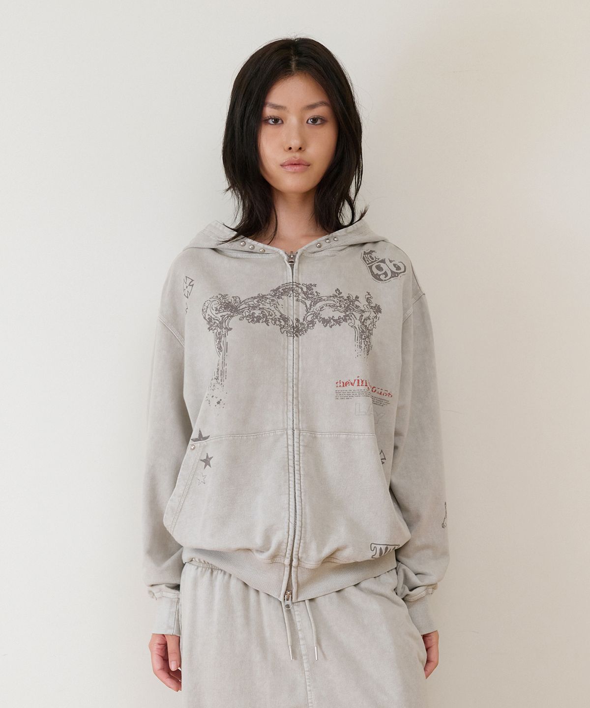 더바이닐하우스(THEVINYLHOUSE) RODEO WASHED HOODIE ZIP-UP BEIGE