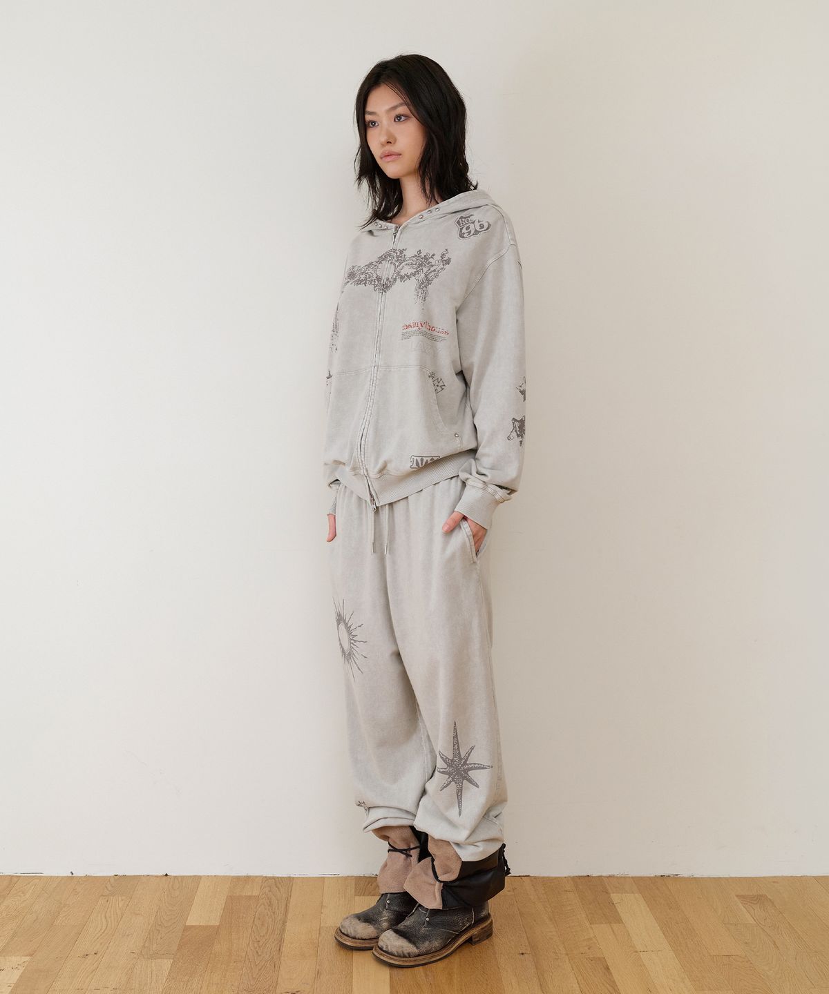 더바이닐하우스(THEVINYLHOUSE) RODEO WASHED HOODIE ZIP-UP BEIGE