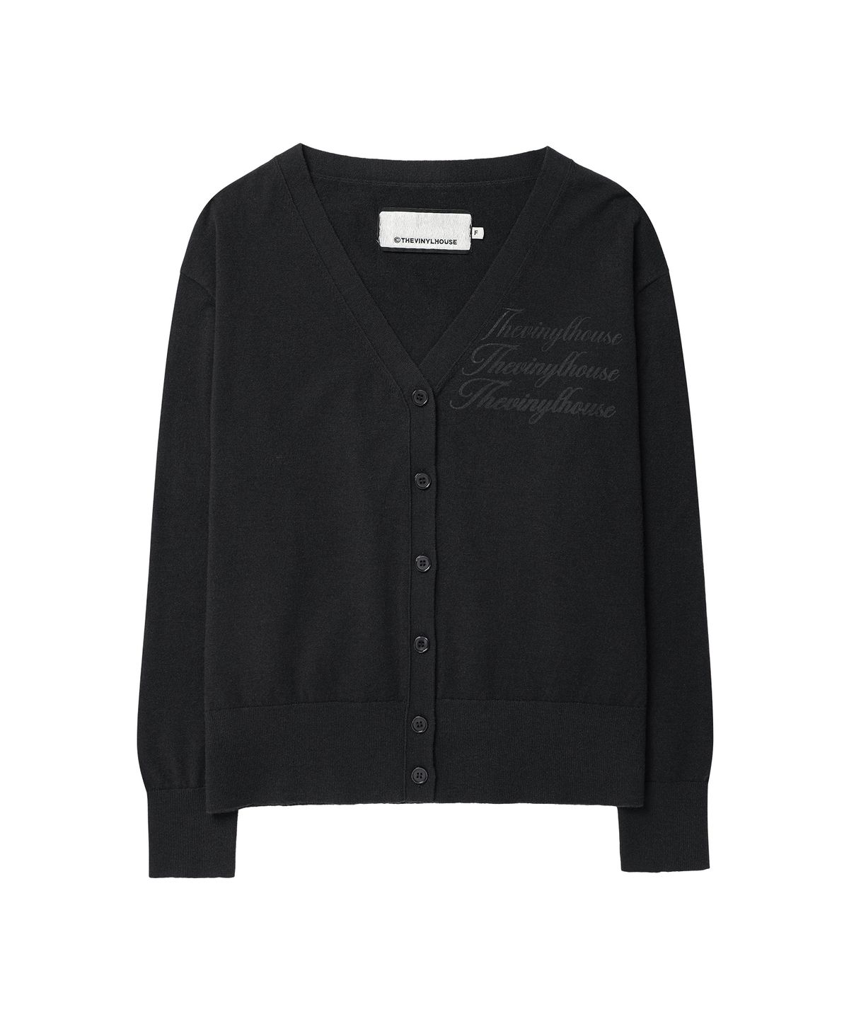 더바이닐하우스(THEVINYLHOUSE) BASIC V NECK CARDIGAN(W) BLACK