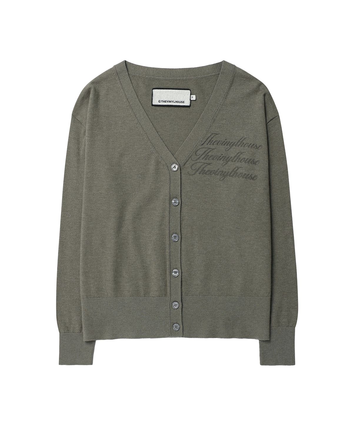 더바이닐하우스(THEVINYLHOUSE) BASIC V NECK CARDIGAN(W) KHAKI