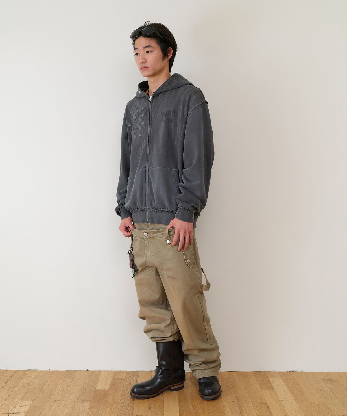 더바이닐하우스(THEVINYLHOUSE) AMERICA HOODIE ZIP-UP CHARCOAL