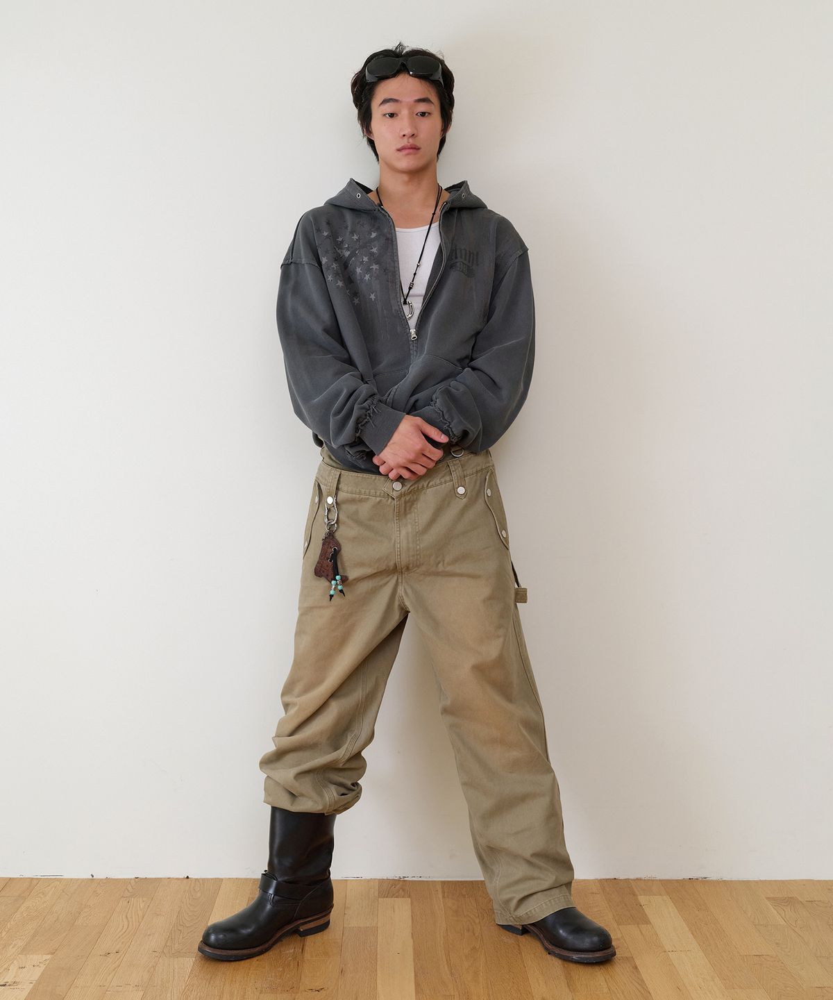 더바이닐하우스(THEVINYLHOUSE) AMERICA HOODIE ZIP-UP CHARCOAL
