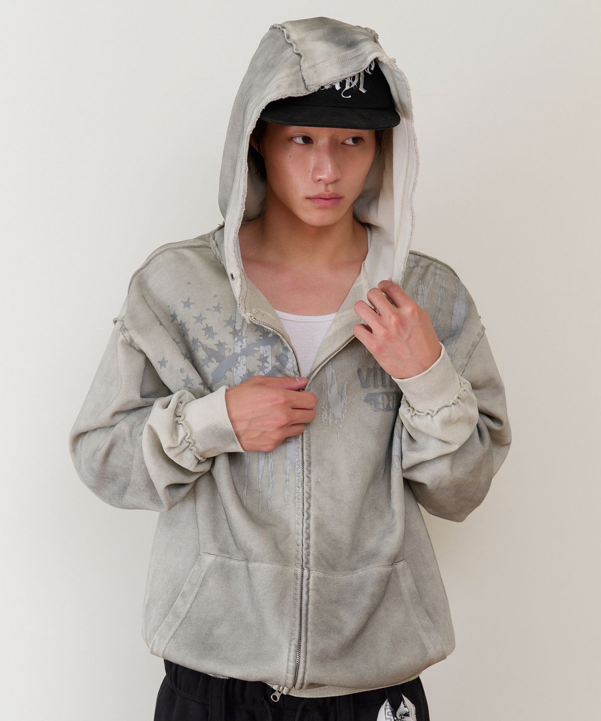 더바이닐하우스(THEVINYLHOUSE) AMERICA HOODIE ZIP-UP BEIGE