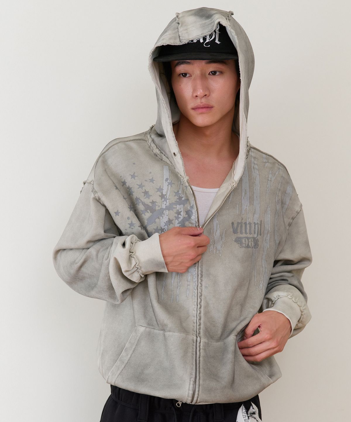 더바이닐하우스(THEVINYLHOUSE) AMERICA HOODIE ZIP-UP BEIGE