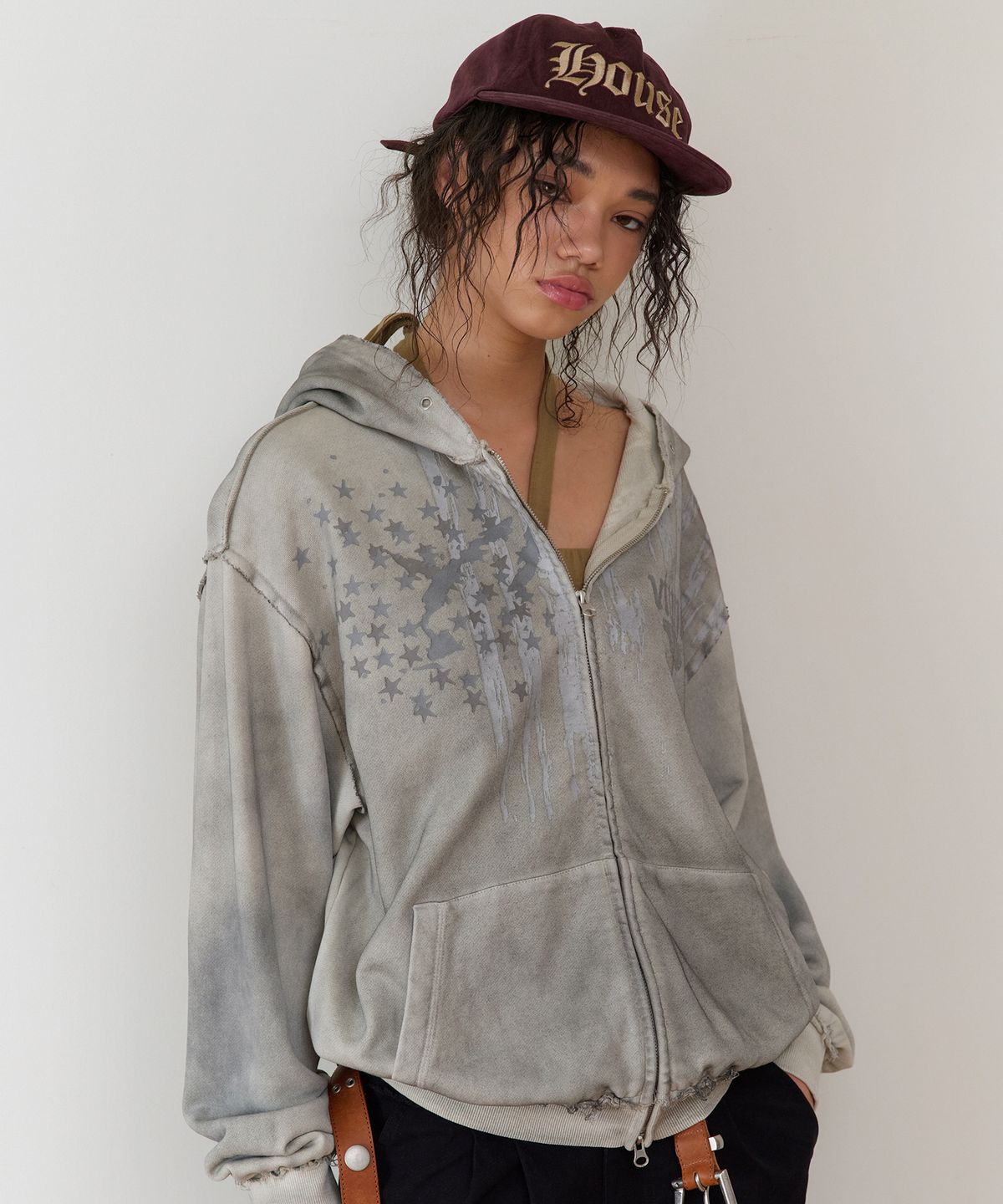 더바이닐하우스(THEVINYLHOUSE) AMERICA HOODIE ZIP-UP BEIGE