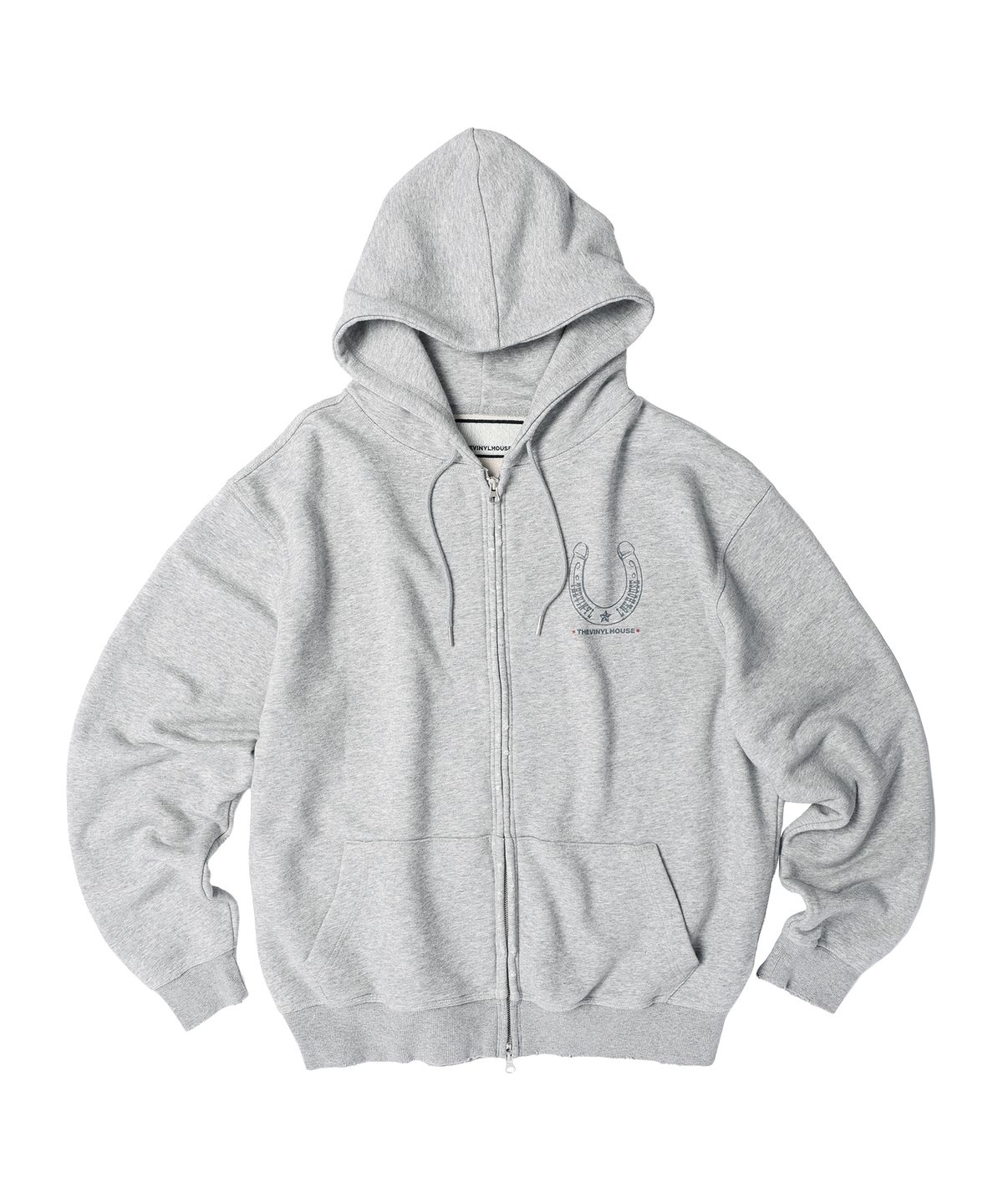 더바이닐하우스(THEVINYLHOUSE) LUCKY HOUSE HOODIE ZIP-UP GREY