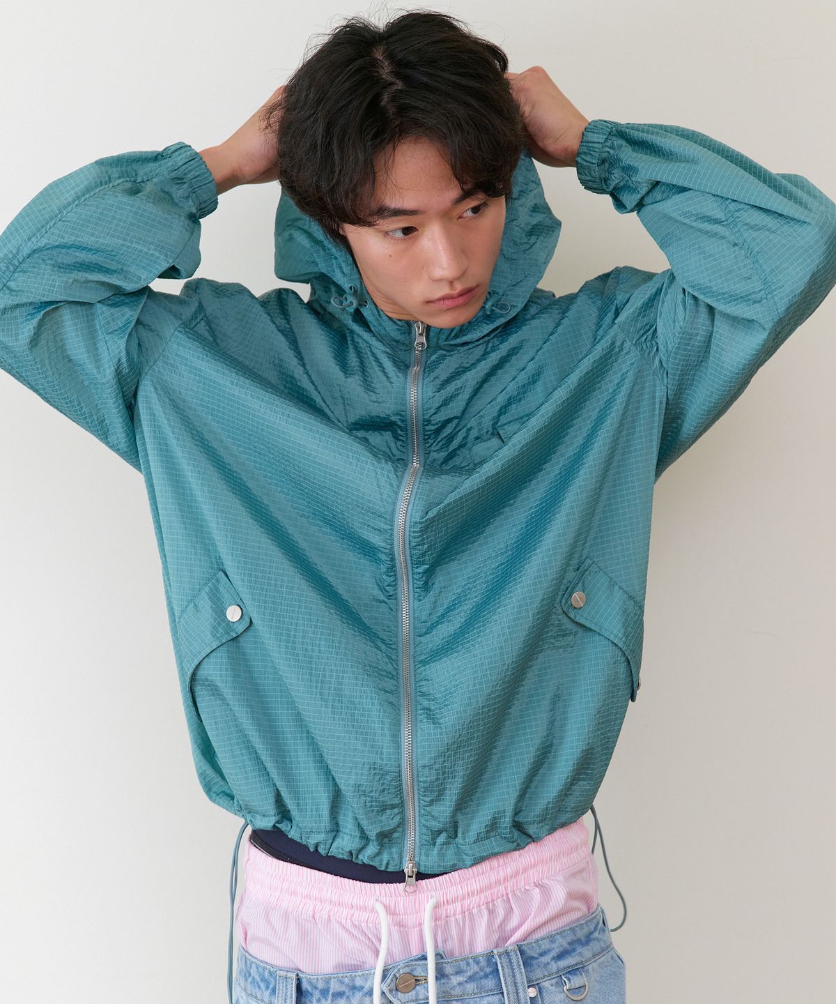더바이닐하우스(THEVINYLHOUSE) RIBSTOP SHEER WINDBREAKER BLUE