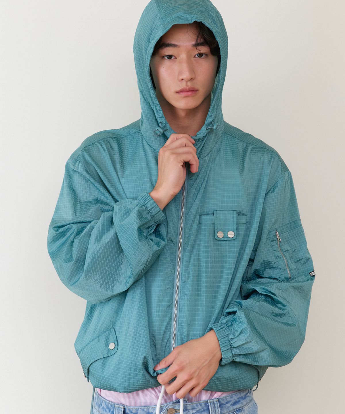 더바이닐하우스(THEVINYLHOUSE) RIBSTOP SHEER WINDBREAKER BLUE