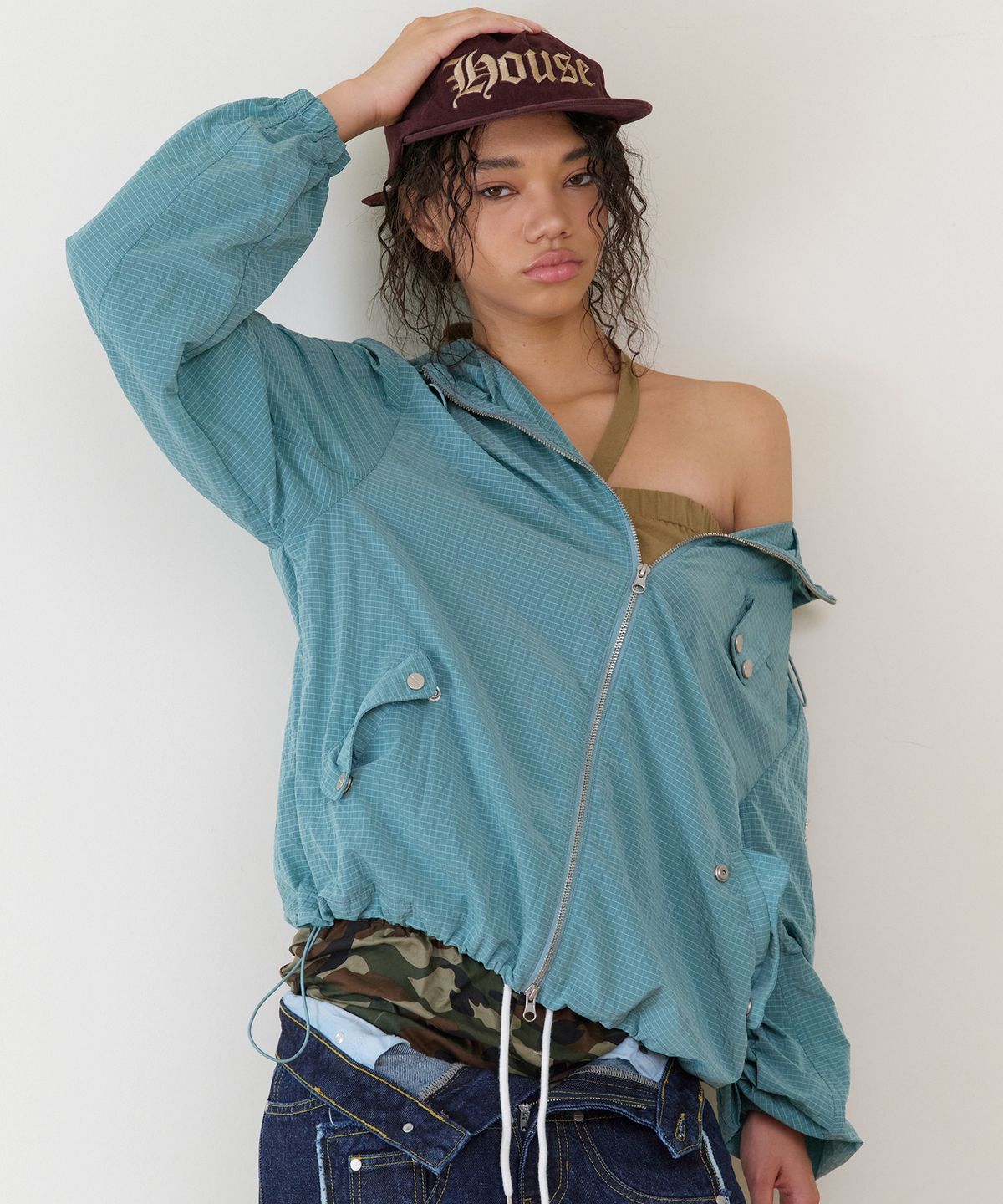 더바이닐하우스(THEVINYLHOUSE) RIBSTOP SHEER WINDBREAKER BLUE