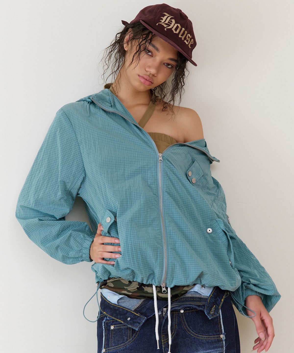 더바이닐하우스(THEVINYLHOUSE) RIBSTOP SHEER WINDBREAKER BLUE