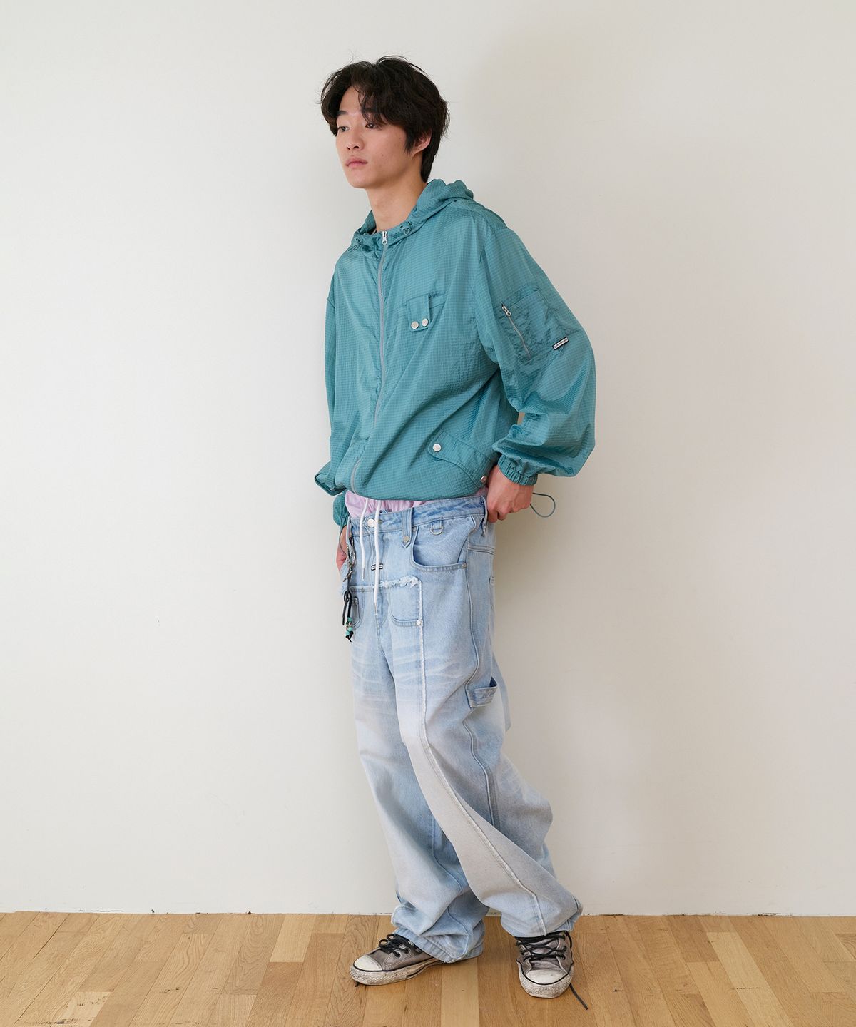 더바이닐하우스(THEVINYLHOUSE) RIBSTOP SHEER WINDBREAKER BLUE