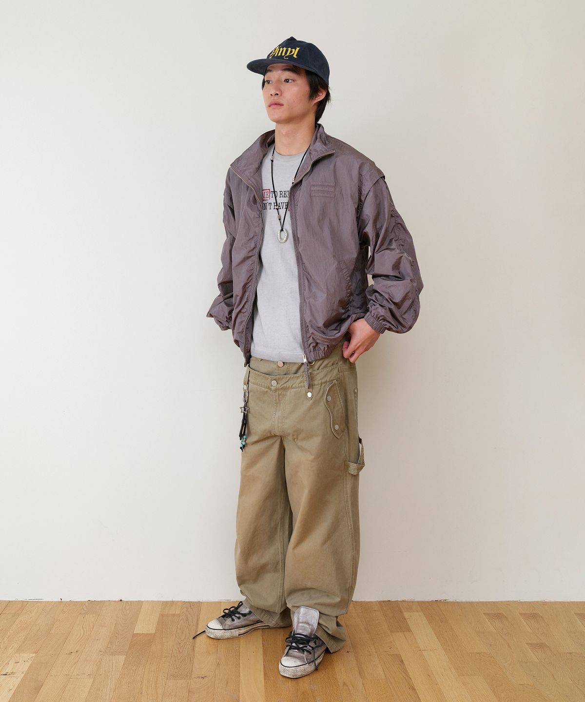 더바이닐하우스(THEVINYLHOUSE) SHIRRING OVER NYLON JACKET PURPLE