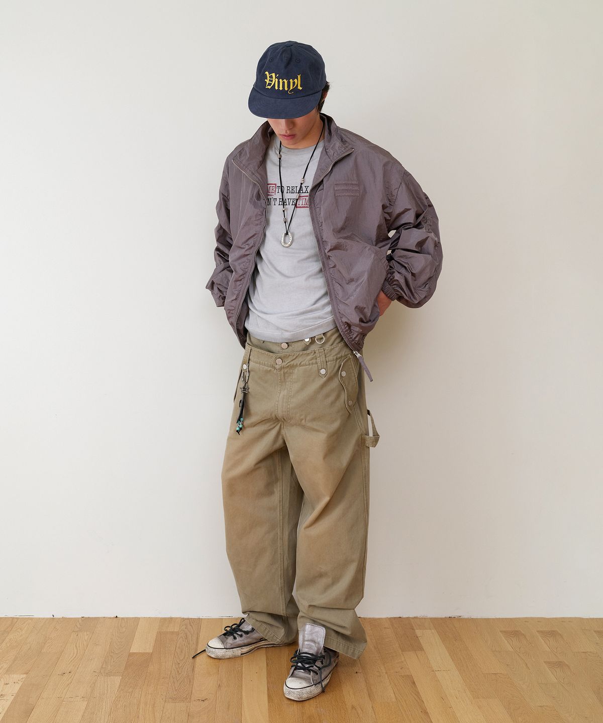 더바이닐하우스(THEVINYLHOUSE) SHIRRING OVER NYLON JACKET PURPLE