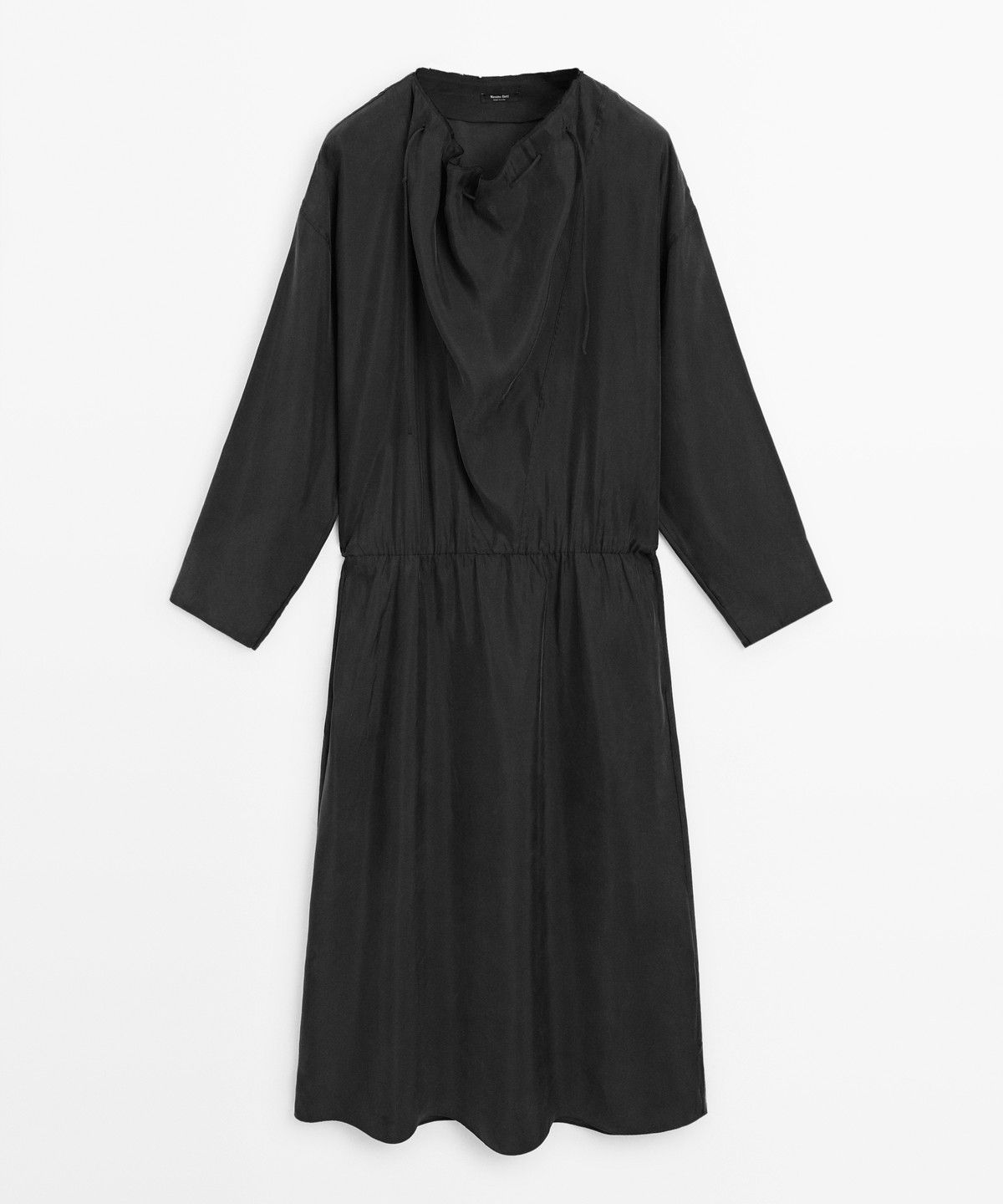 마시모두띠(MASSIMO DUTTI) 네크라인 디테일 플루이드 미디 원피스