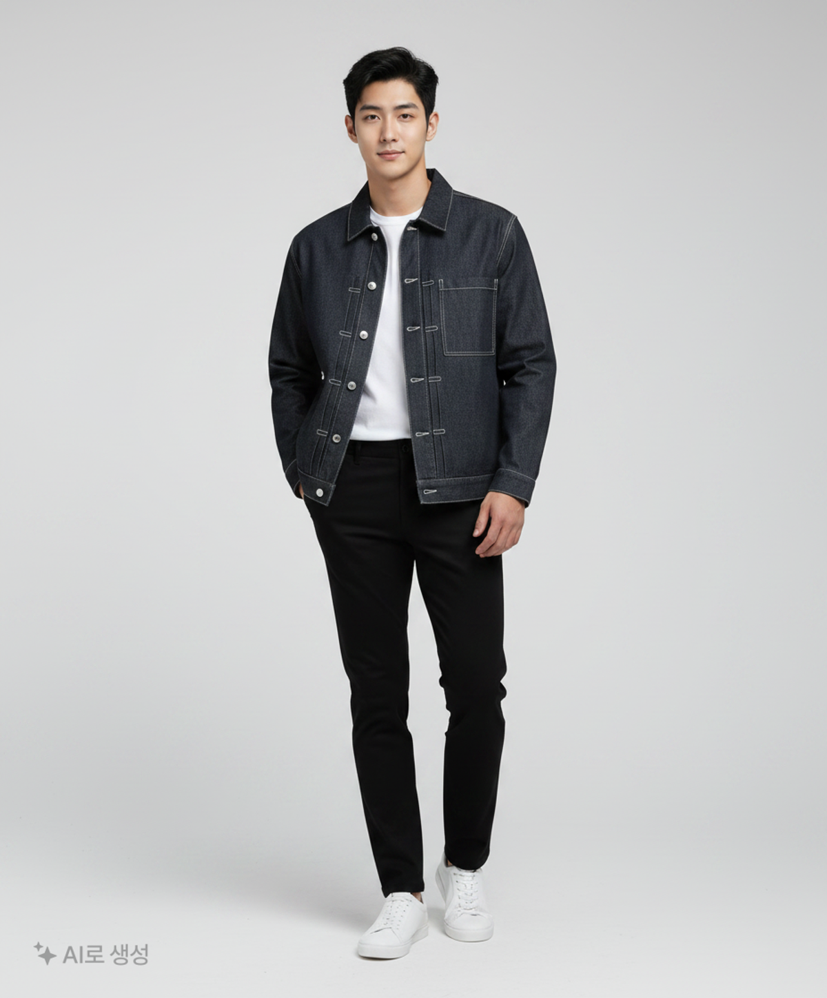 가먼트레이블(GARMENT LABLE) Minimal Trucker Jacket - Indigo / Semi Over L