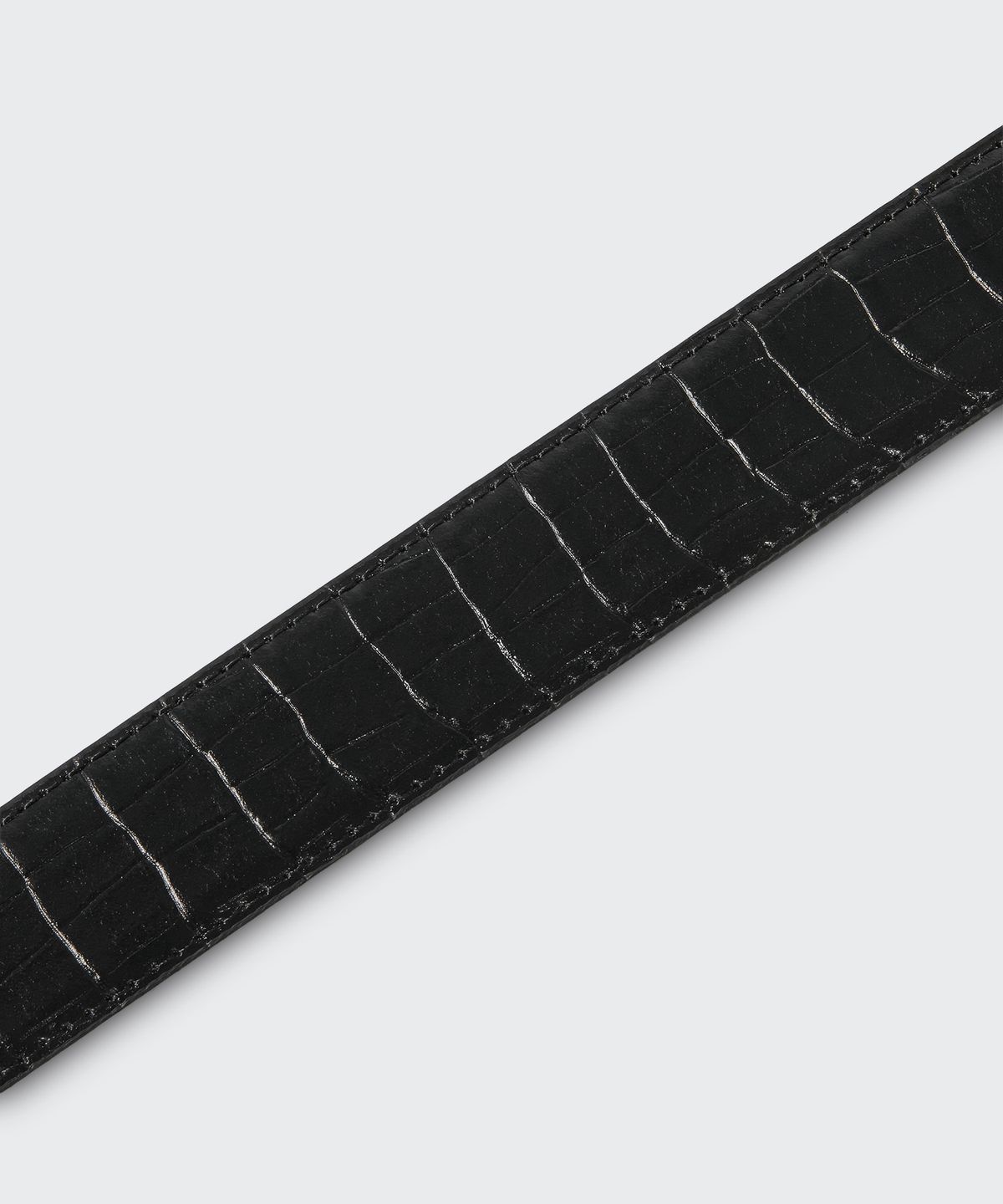 무신사 스탠다드(MUSINSA STANDARD) 크로코 패턴 레더 벨트_30mm [블랙/실버]