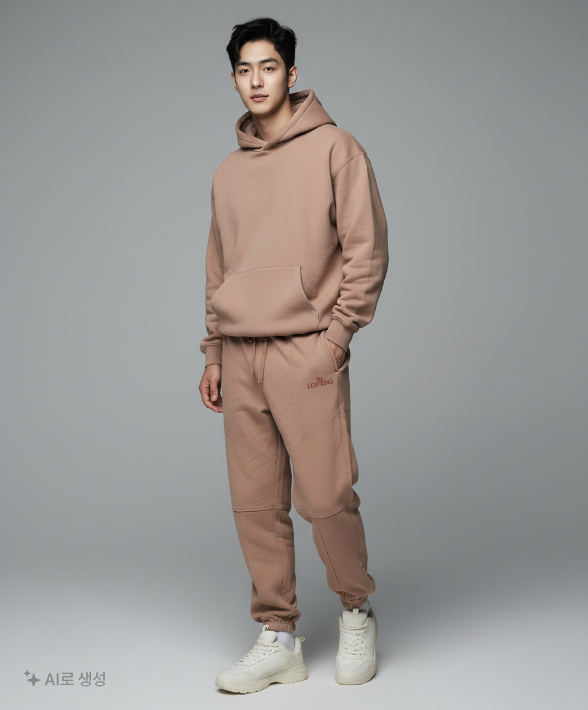 메종미네드(MAISON MINED) (THE LION KING)SMALL LOGO JOGGER PANTS DUSTY BEIGE 48