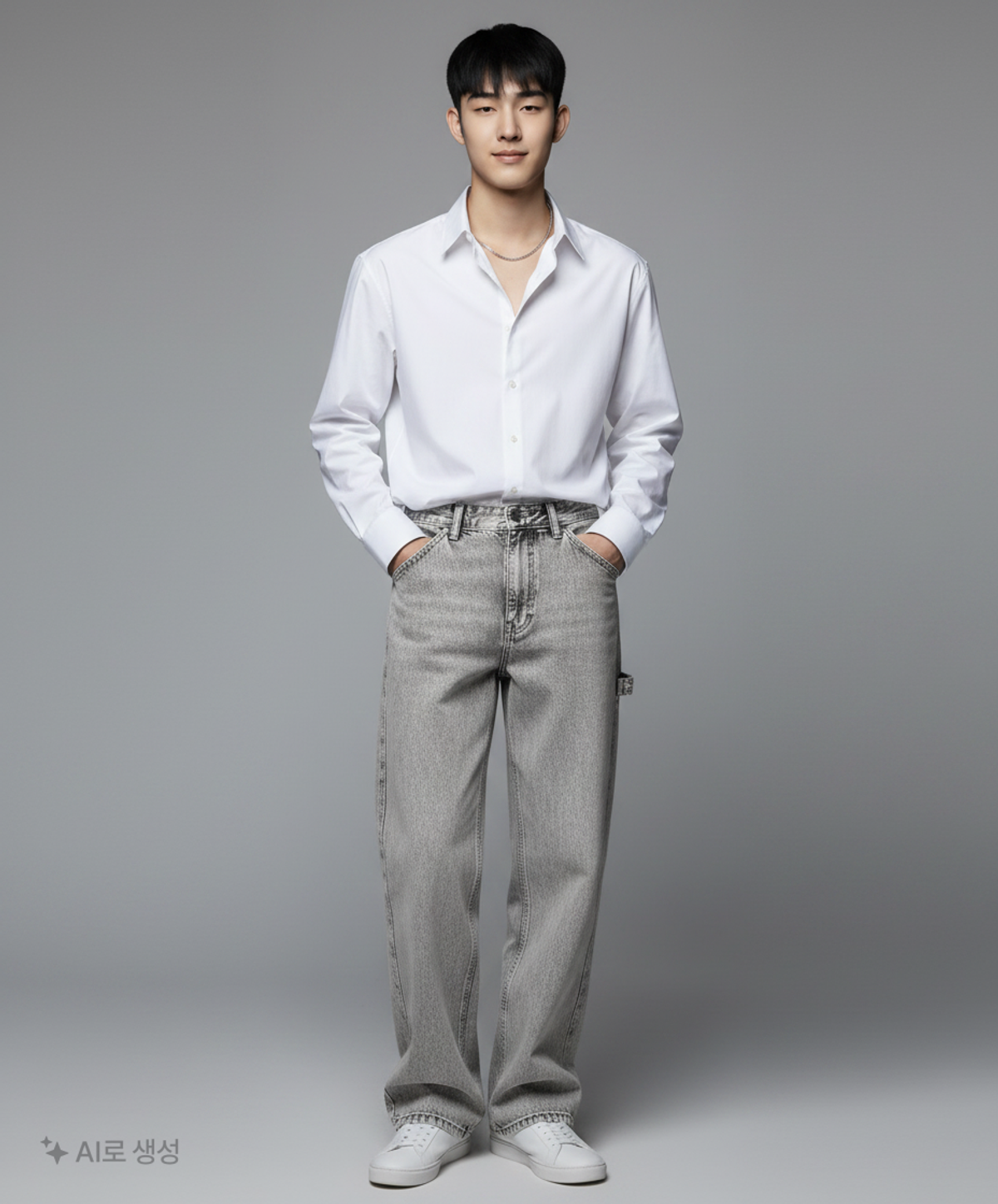 메종미네드(MAISON MINED) WHITE SPREAD CARPENTER DENIM-WHITE 46